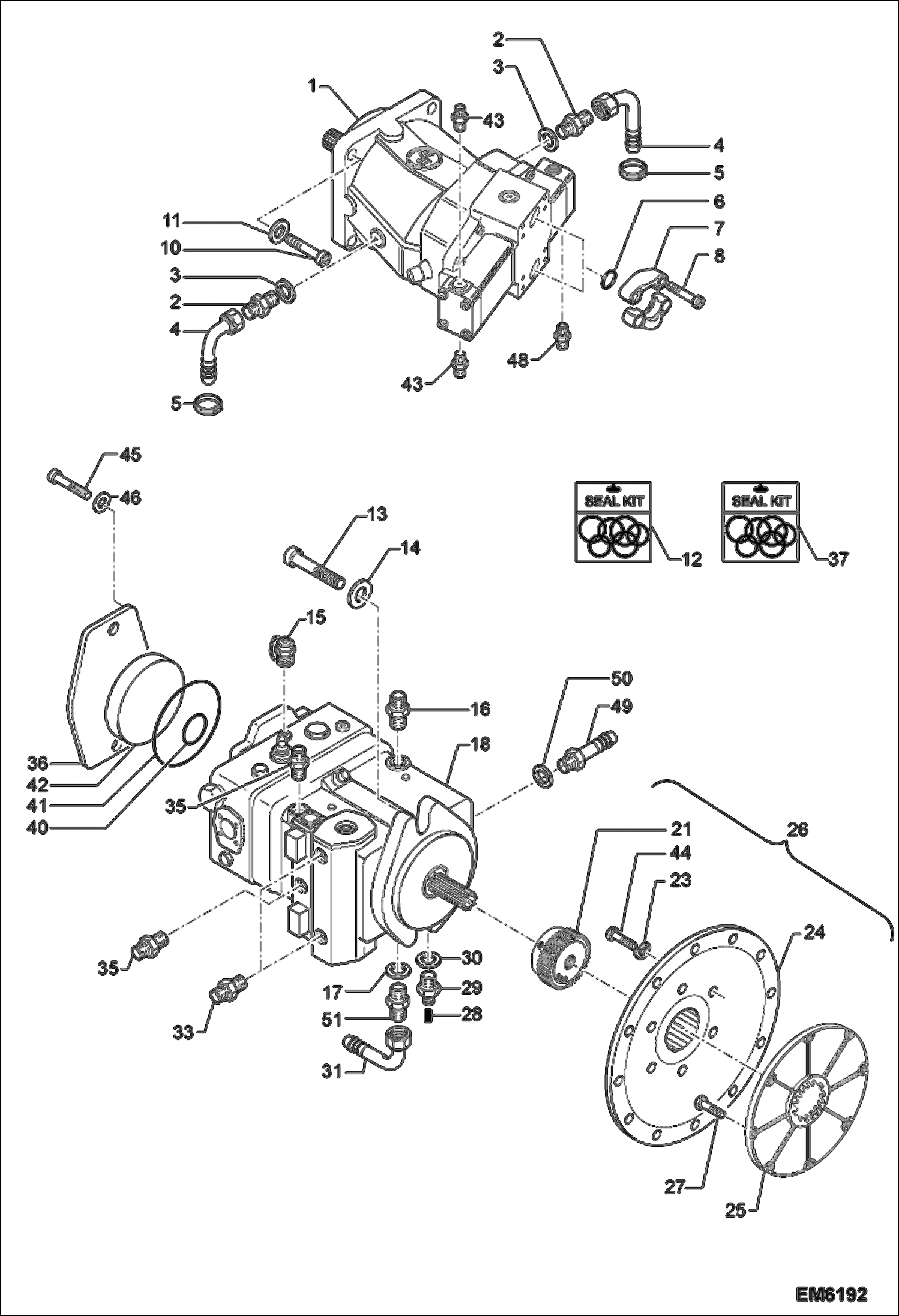 Схема запчастей Bobcat TR40250 - PUMPS & MOTORS HYDROSTATIC SYSTEM