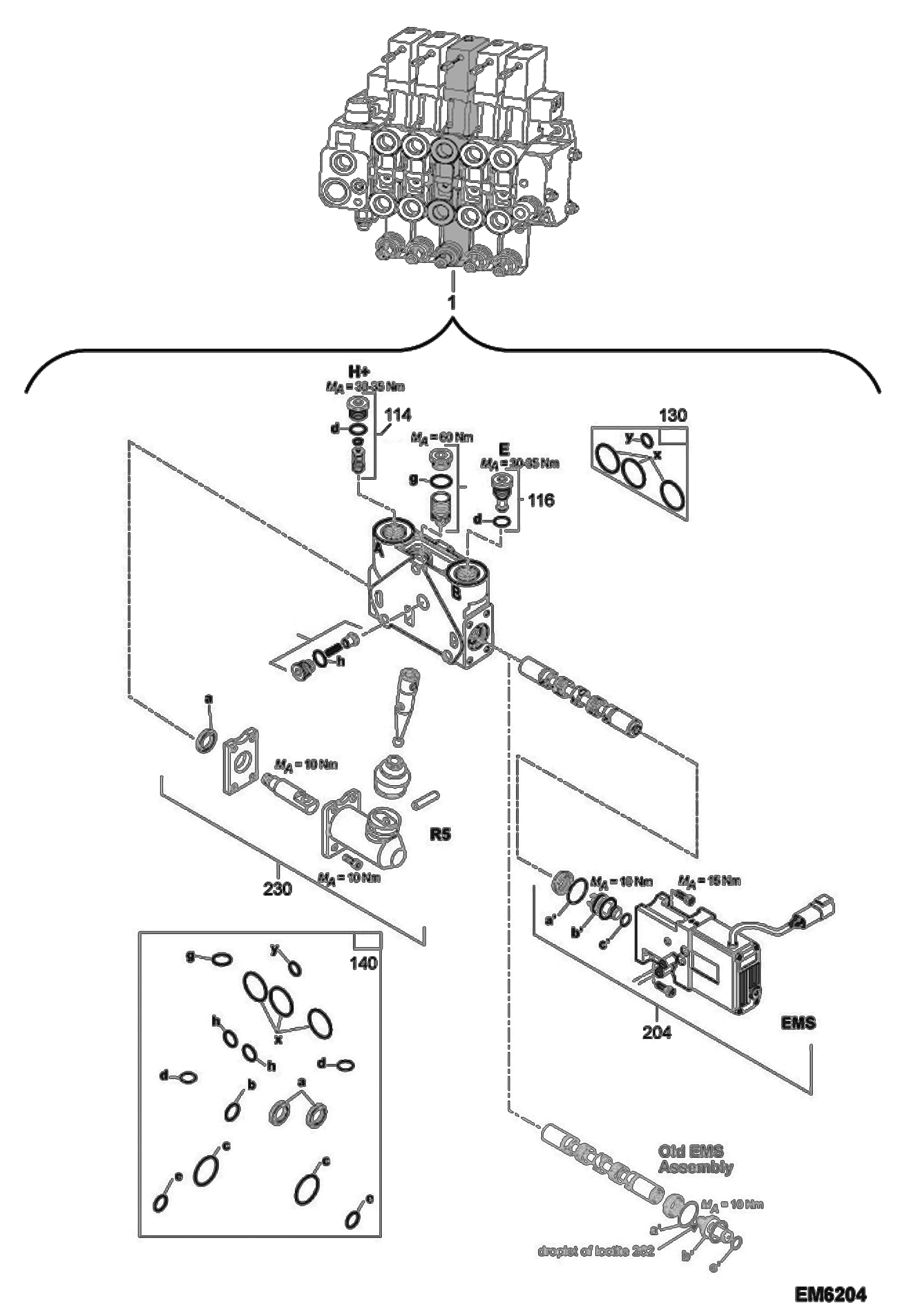 Схема запчастей Bobcat TR50210 - VALVE SECTION (Telescope) (S/N & Below) HYDRAULIC SYSTEM