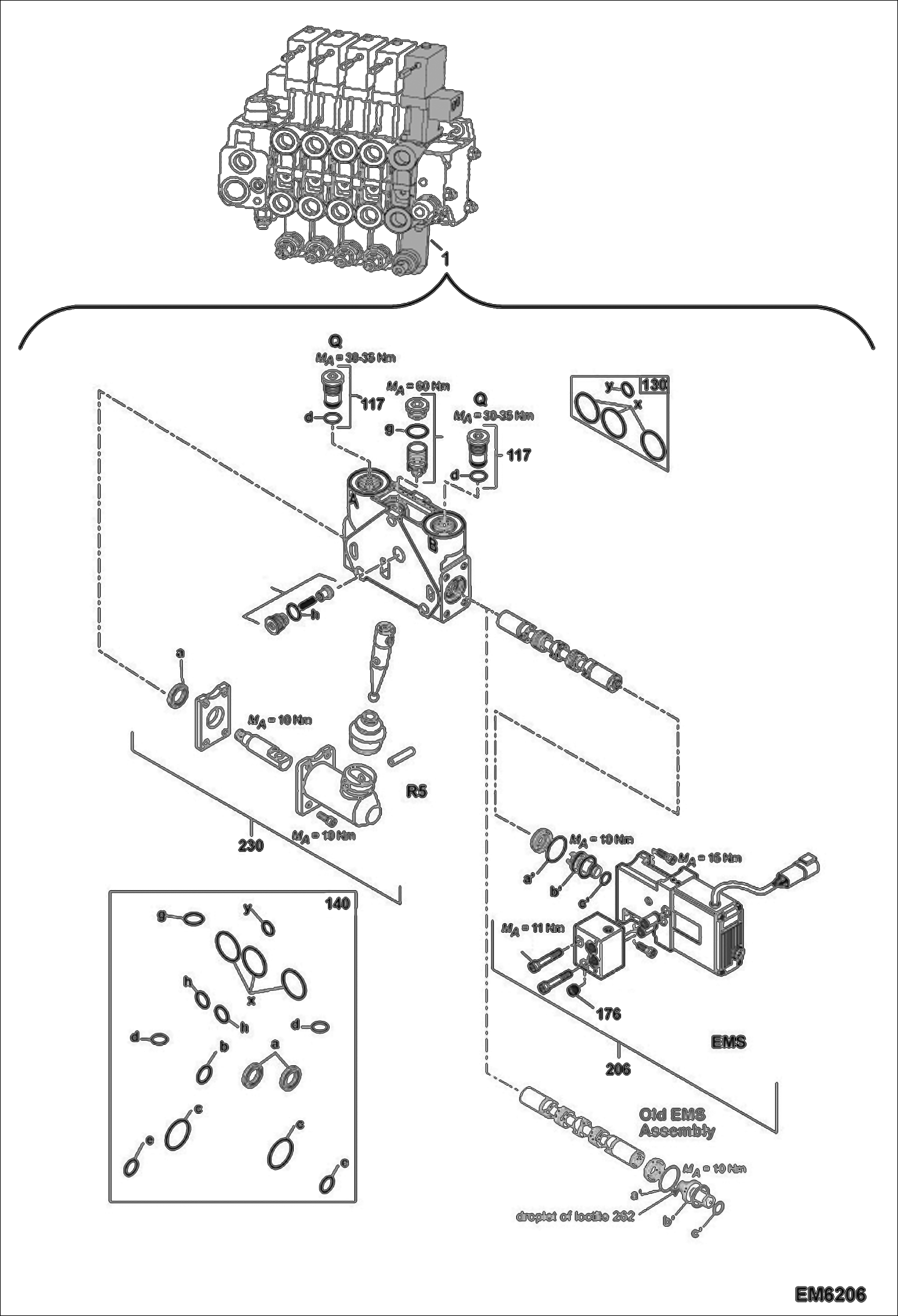 Схема запчастей Bobcat TR40250 - VALVE SECTION (Auxiliary) (S/N & Below) HYDRAULIC SYSTEM