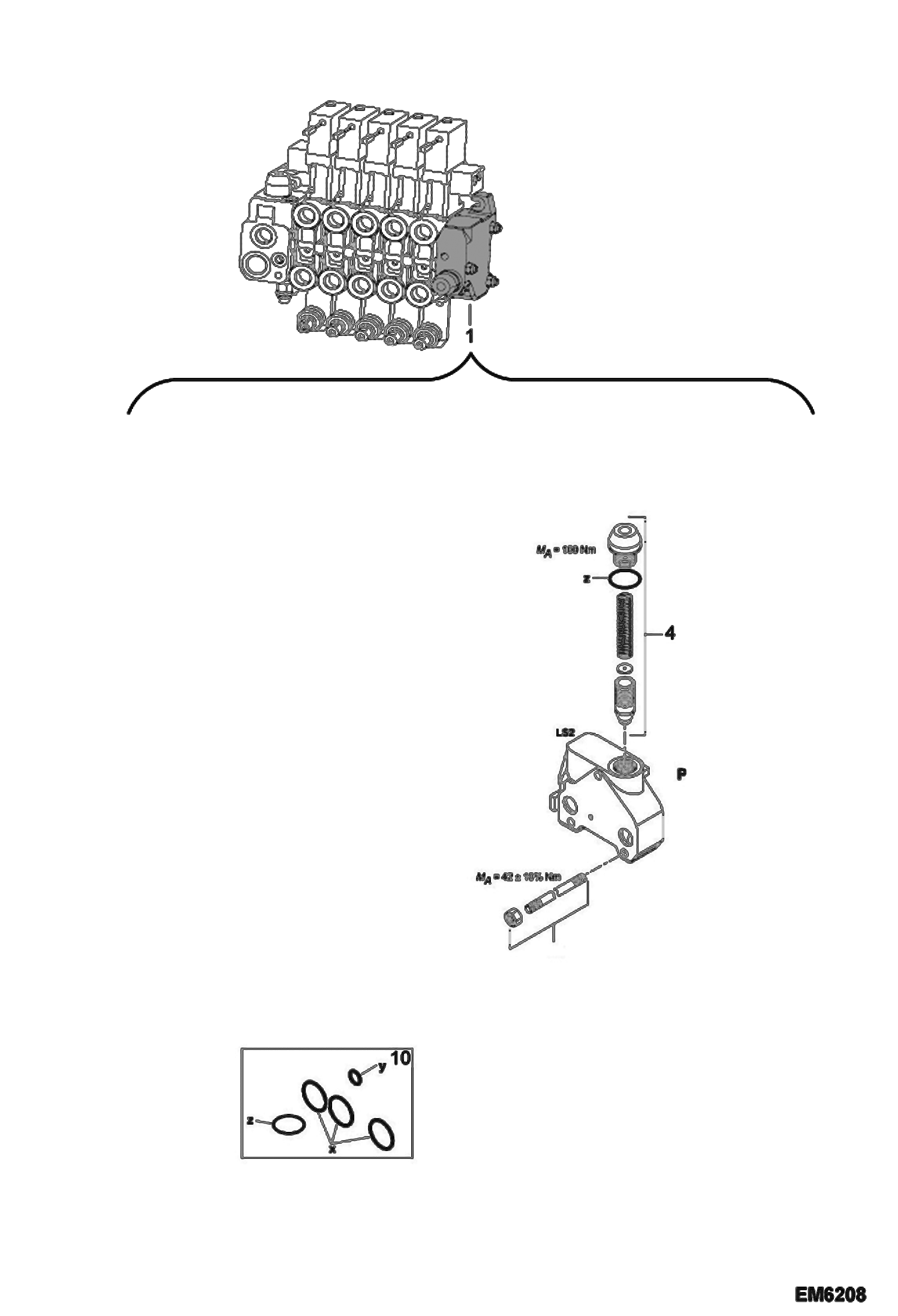 Схема запчастей Bobcat TR40250 - VALVE SECTION (End Housing) (S/N & Below) HYDRAULIC SYSTEM