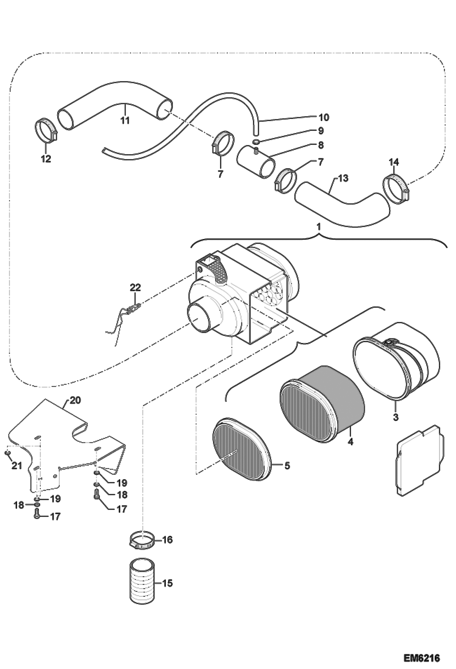 Схема запчастей Bobcat TR50210 - AIR FILTER INSTALLATION POWER UNIT