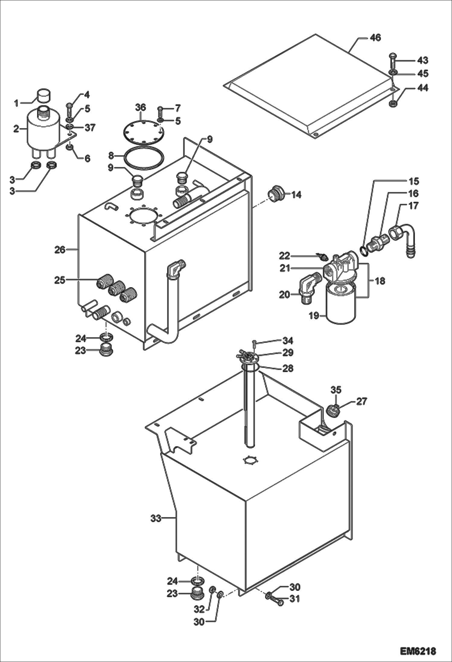 Схема запчастей Bobcat TR45190 - FUEL & OIL TANK INSTALLATION POWER UNIT