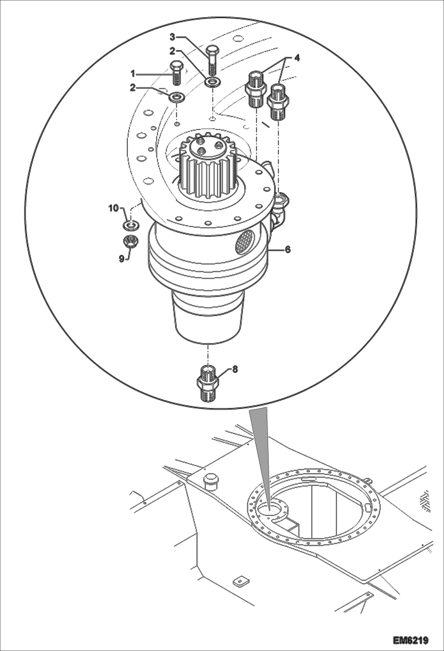 Схема запчастей Bobcat TR40250 - SLEW MOTOR INSTALLATION HYDROSTATIC SYSTEM