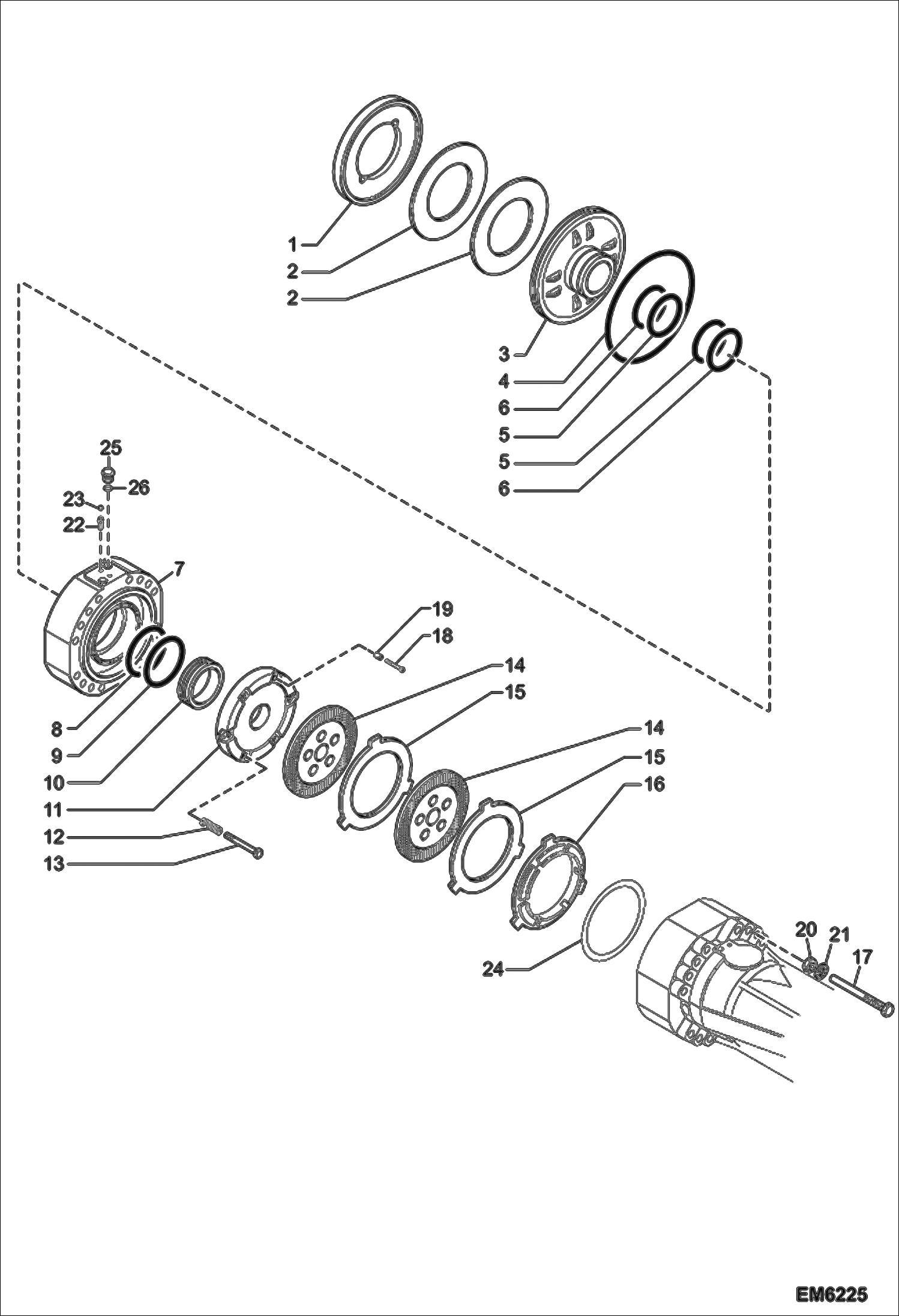 Схема запчастей Bobcat TR40250 - REAR AXLE DISC BRAKES DRIVE SYSTEM