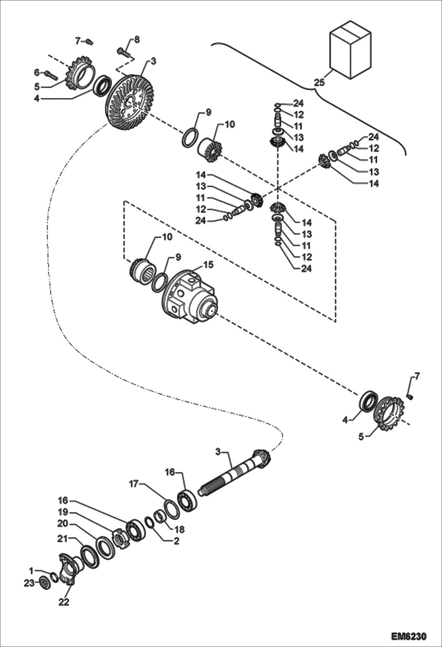 Схема запчастей Bobcat TR40250 - FRONT AXLE DIFFERENTIAL DRIVE SYSTEM