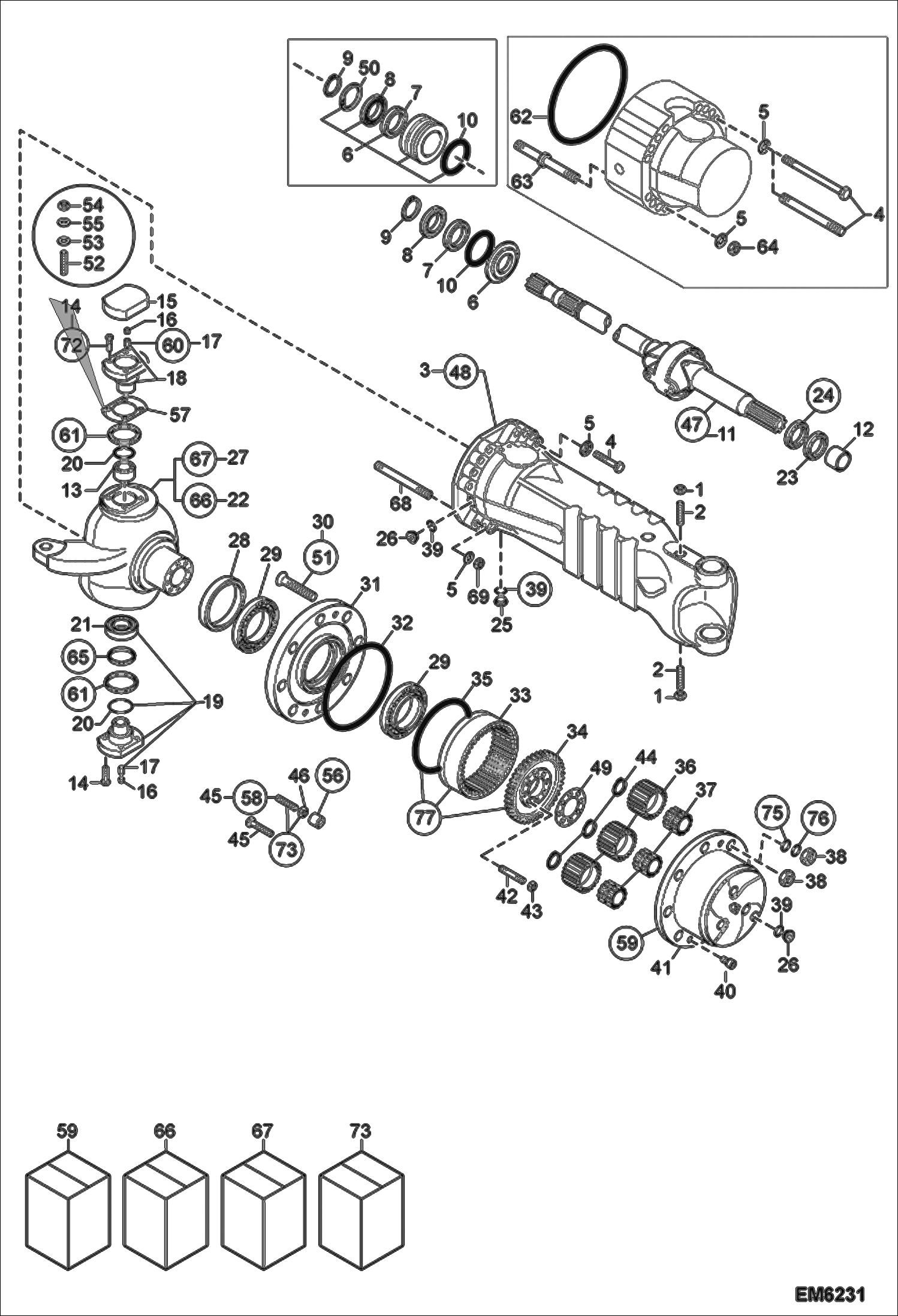 Схема запчастей Bobcat TR40250 - FRONT AXLE STEERING COMPONENTS DRIVE SYSTEM