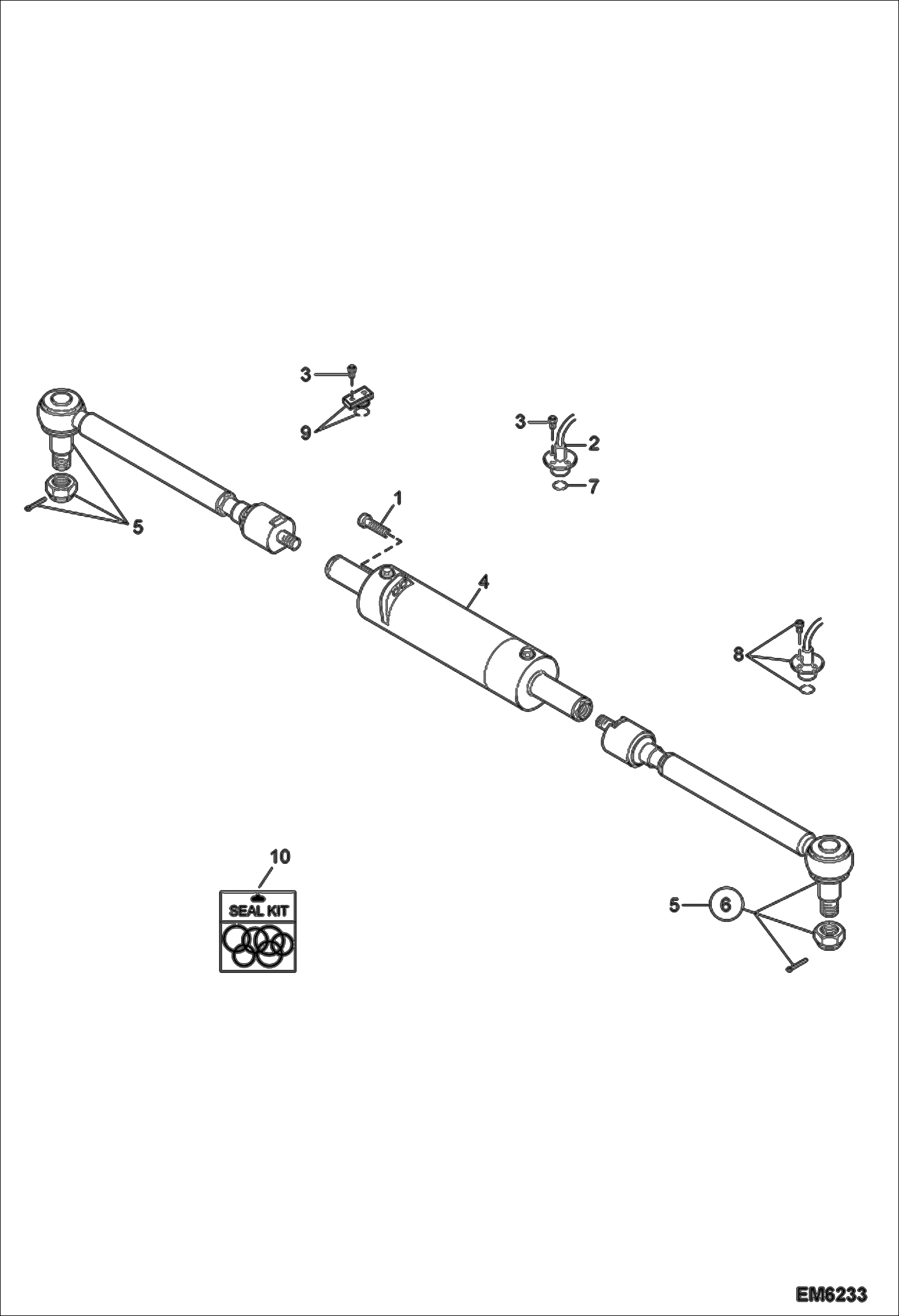 Схема запчастей Bobcat TR40250 - FRONT STEERING RODS & CYLINDER DRIVE SYSTEM