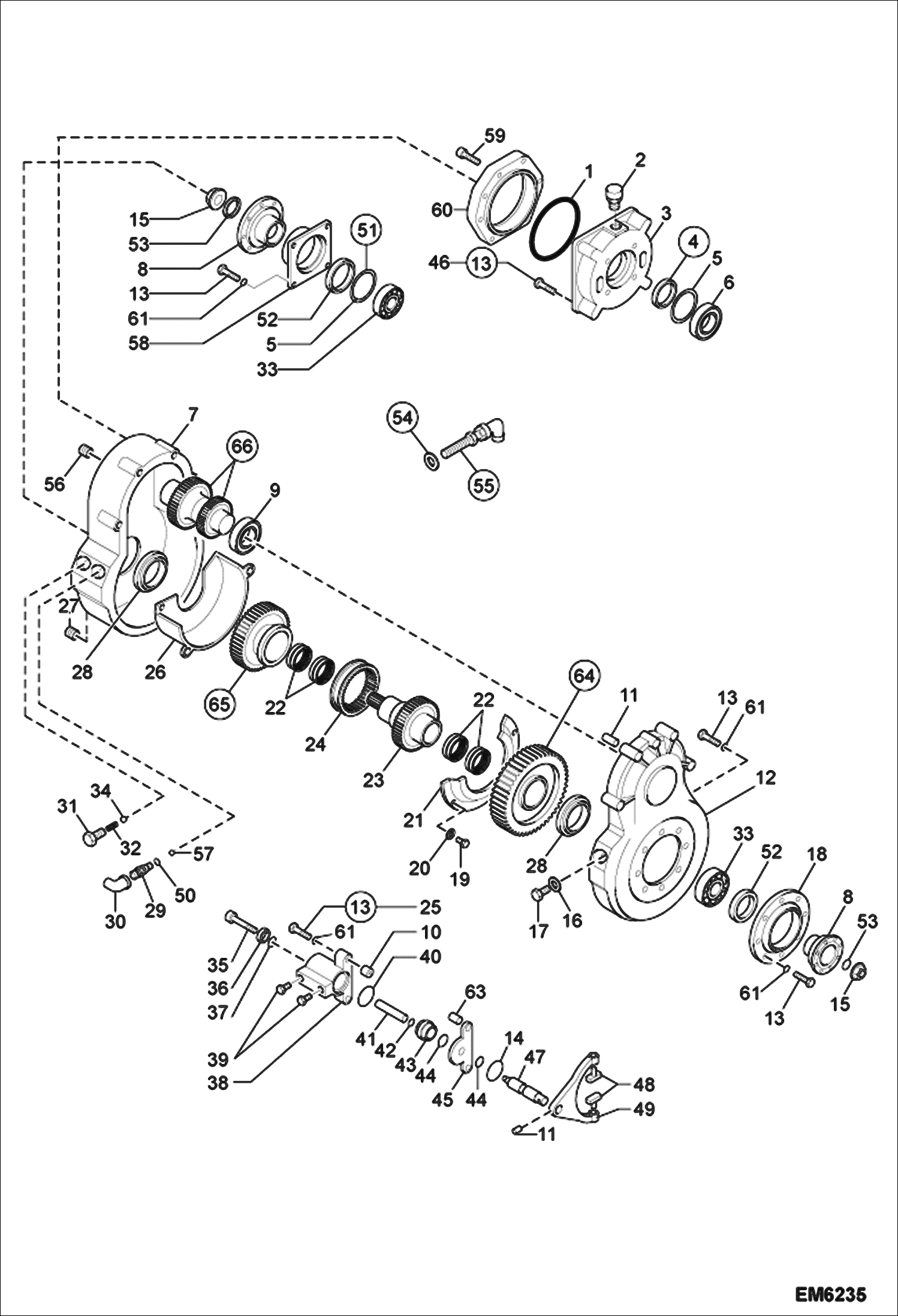 Схема запчастей Bobcat TR40250 - TWO SPEED REDUCER AND DISTRIBUTOR DRIVE SYSTEM