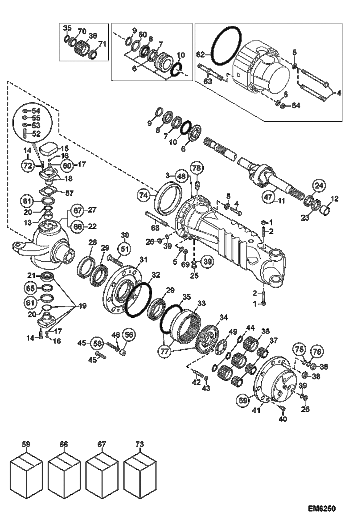 Схема запчастей Bobcat TR50210 - FRONT AXLE STEERING COMPONENTS DRIVE SYSTEM