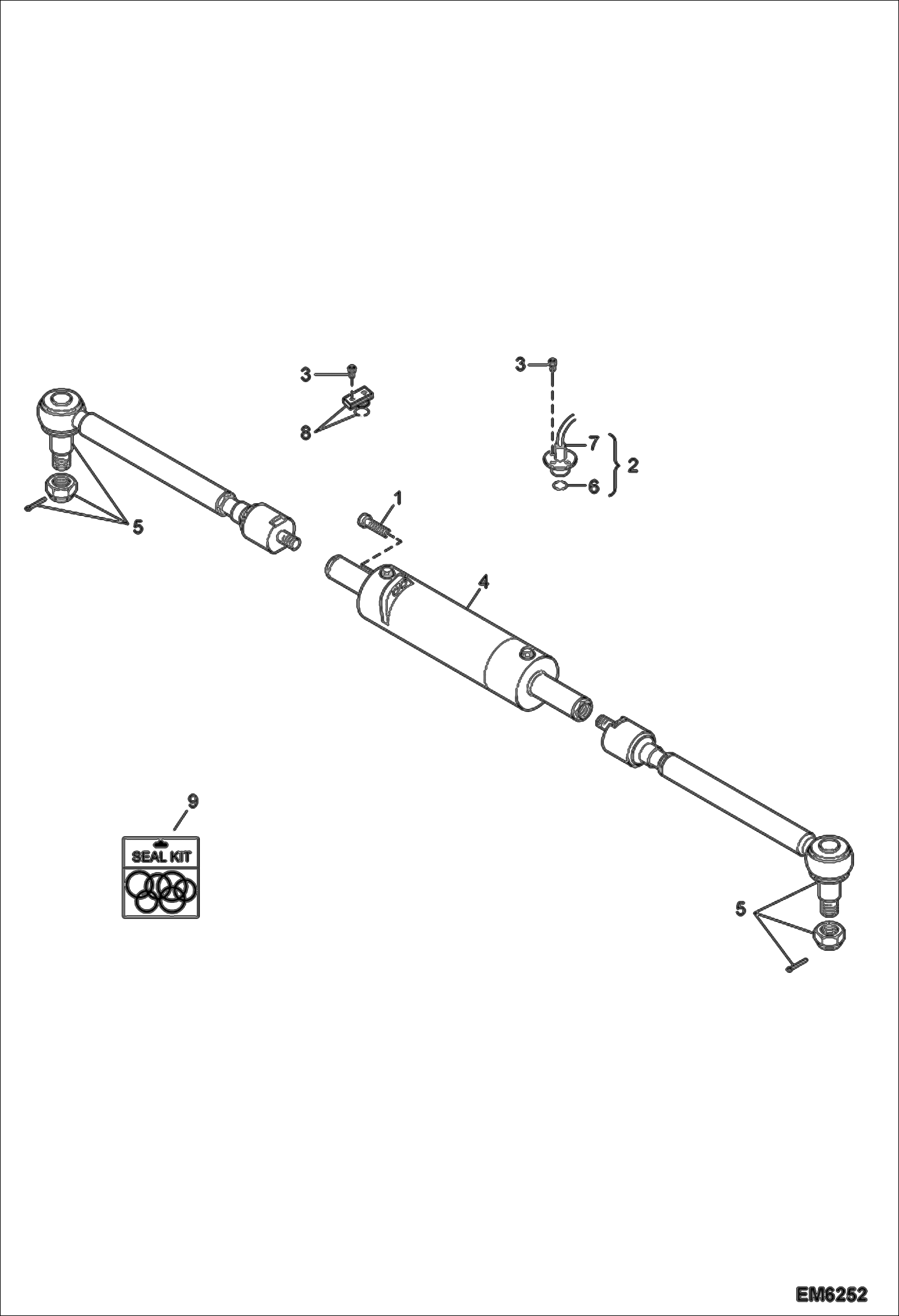 Схема запчастей Bobcat TR50210 - FRONT STEERING RODS & CYLINDER DRIVE SYSTEM