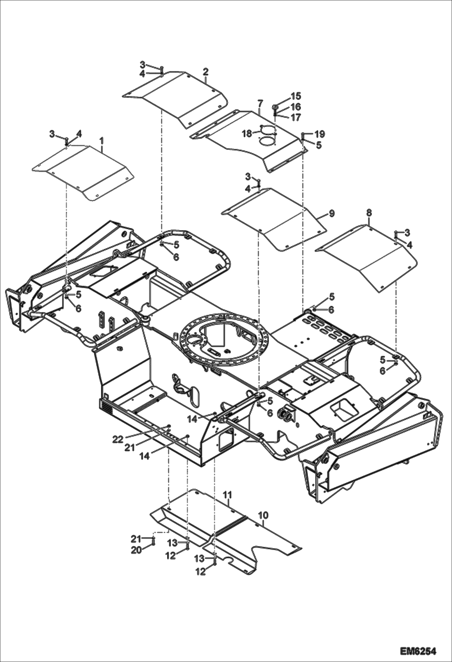 Схема запчастей Bobcat TR50210 - COWLING & HOUSING (Standard Frame) UNDERCARRIAGE