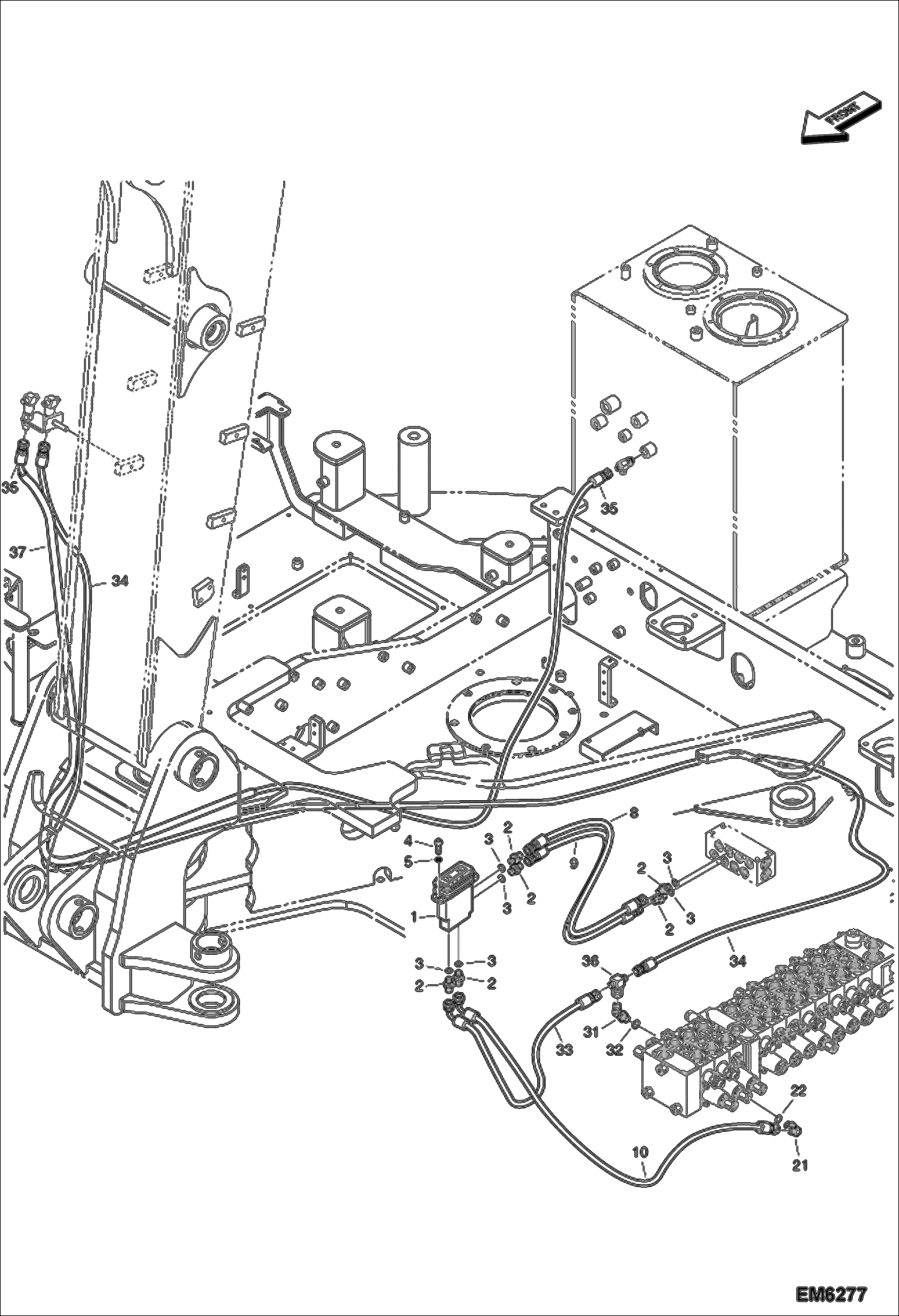 Схема запчастей Bobcat E80 - ARTICULATED BOOM HYDRAULICS (Pilot Piping) (EMEA) ACCESSORIES & OPTIONS