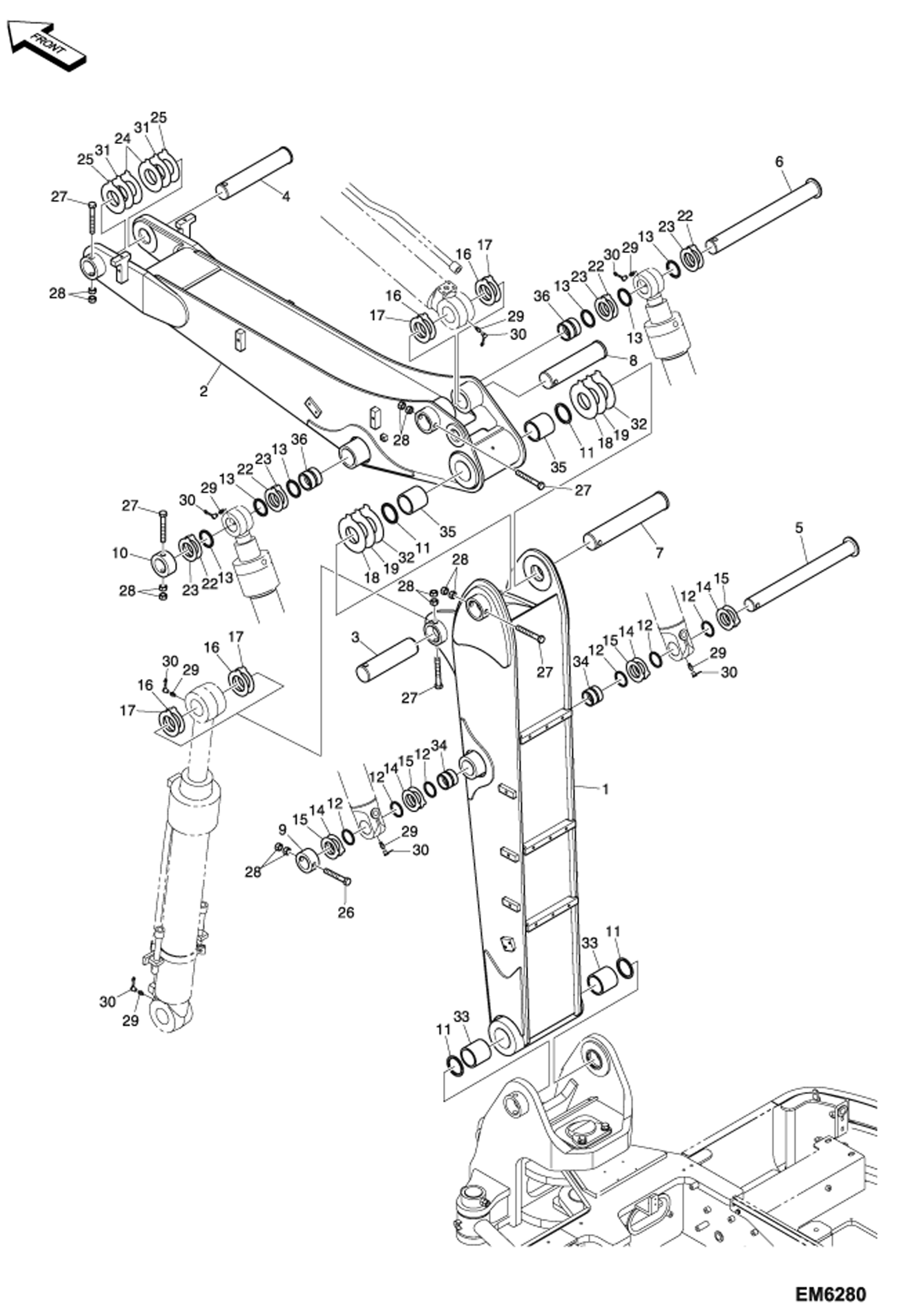 Схема запчастей Bobcat E80 - ARTICULATED BOOM (EMEA) ACCESSORIES & OPTIONS