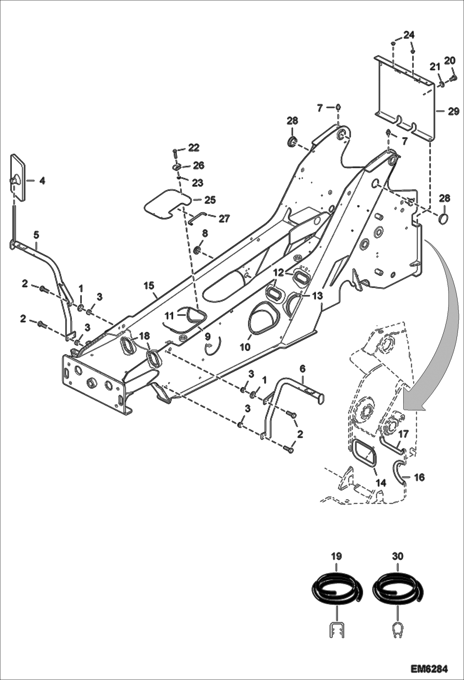 Схема запчастей Bobcat T35120L - FRAME (S/N A8GJ13000 & Above, A8GV13000 & Above) MAIN FRAME