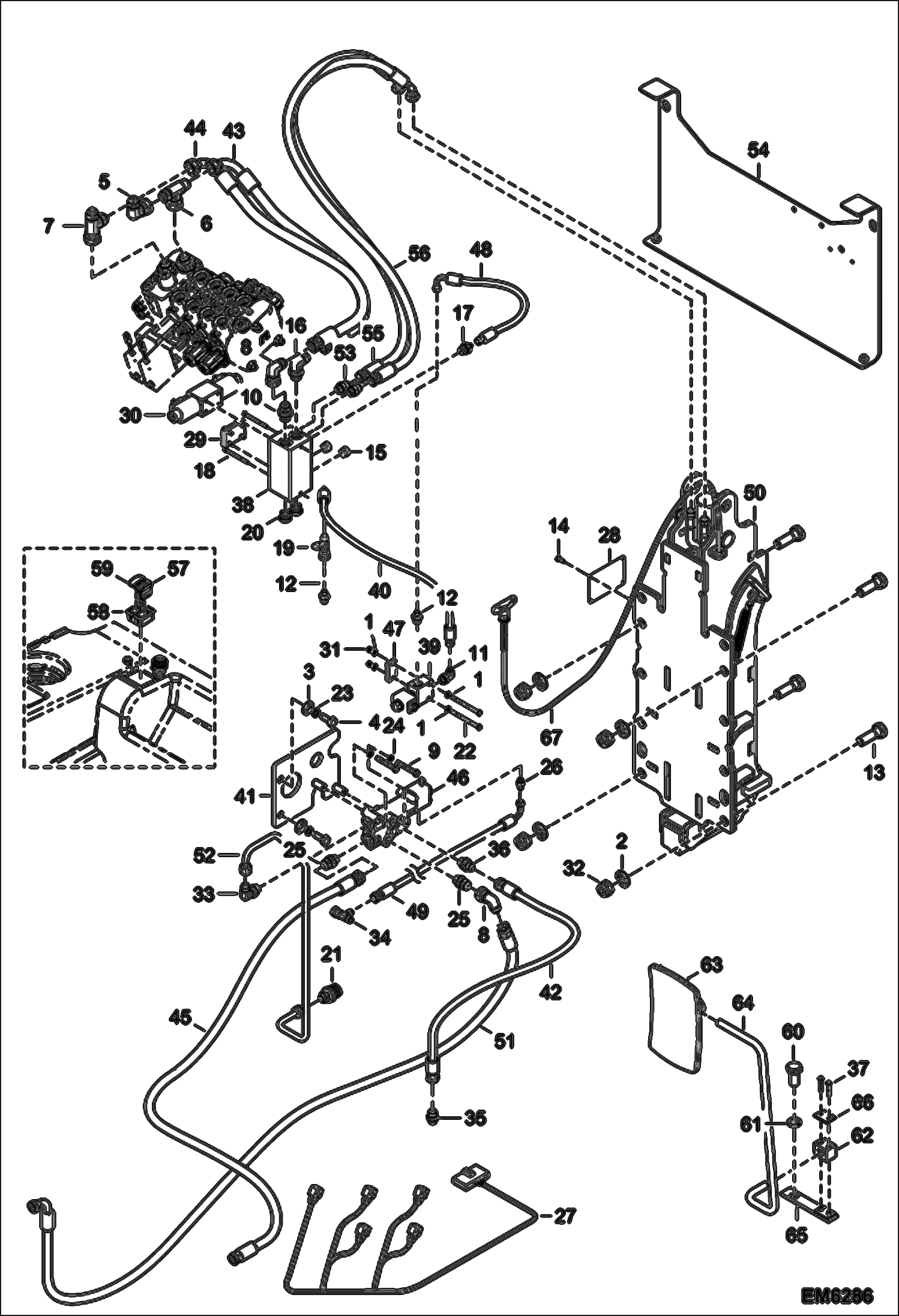 Схема запчастей Bobcat T35100L - REAR HYDRAULIC HOOK & TRAILER BRAKE (S/N A8HD11001 - 14999, A8GW11001 - 14999, A8GT11001 - 14999) ACCESSORIES & OPTIONS