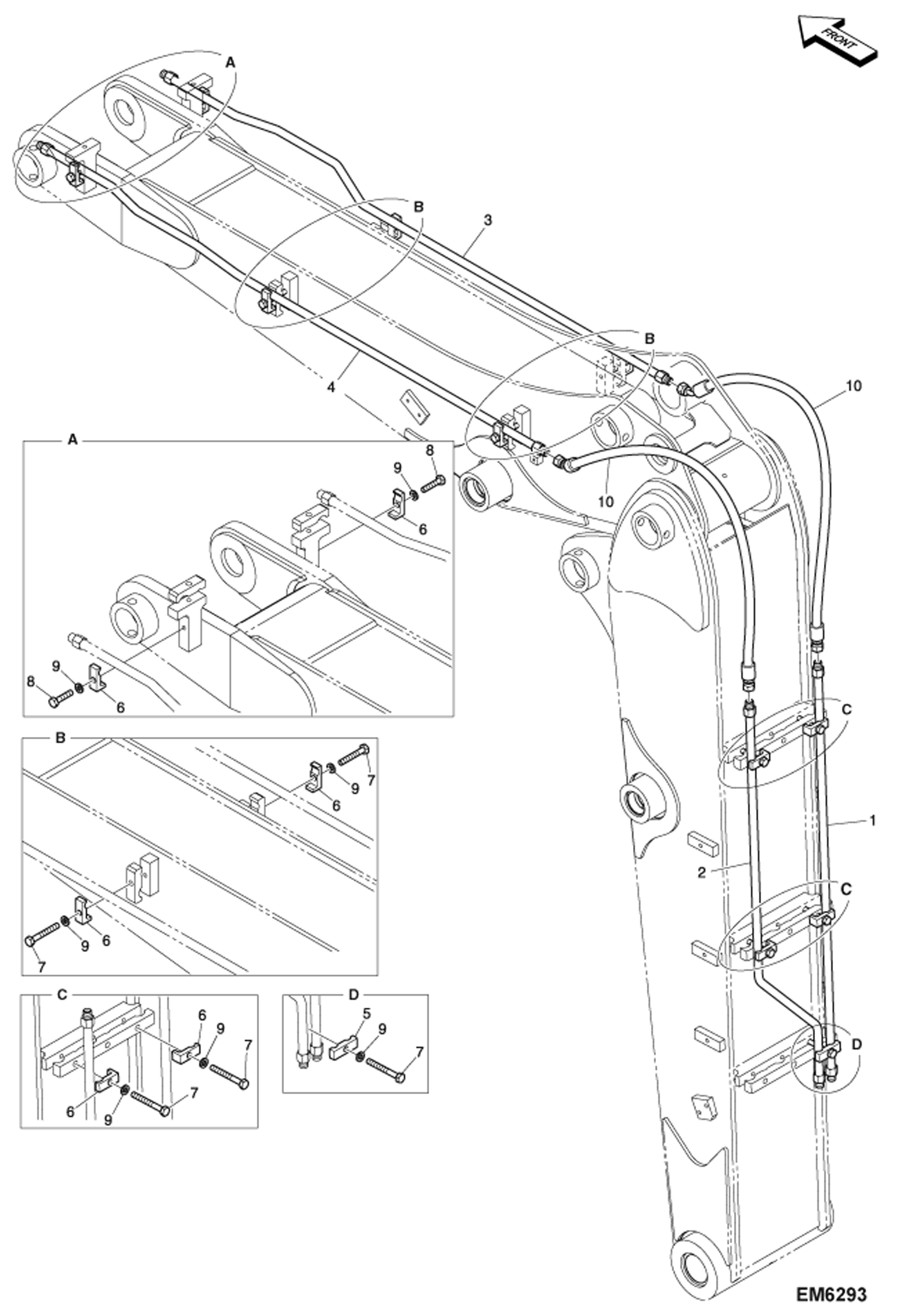 Схема запчастей Bobcat E80 - ARTICULATED BOOM HYDRAULICS (2nd Auxiliary Piping) (EMEA) ACCESSORIES & OPTIONS