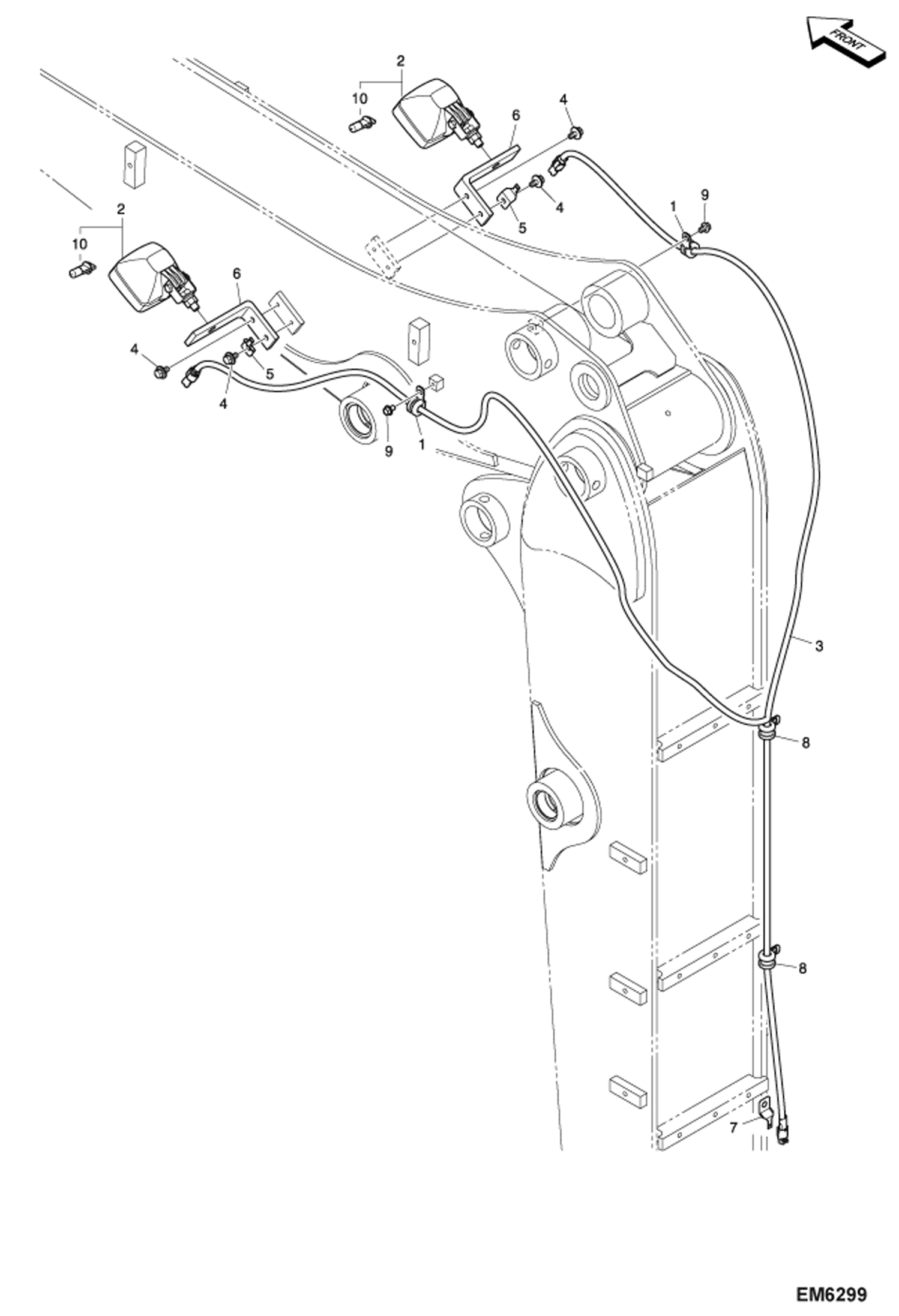 Схема запчастей Bobcat E80 - ARTICULATED BOOM (Work Lamp) (EMEA) ACCESSORIES & OPTIONS