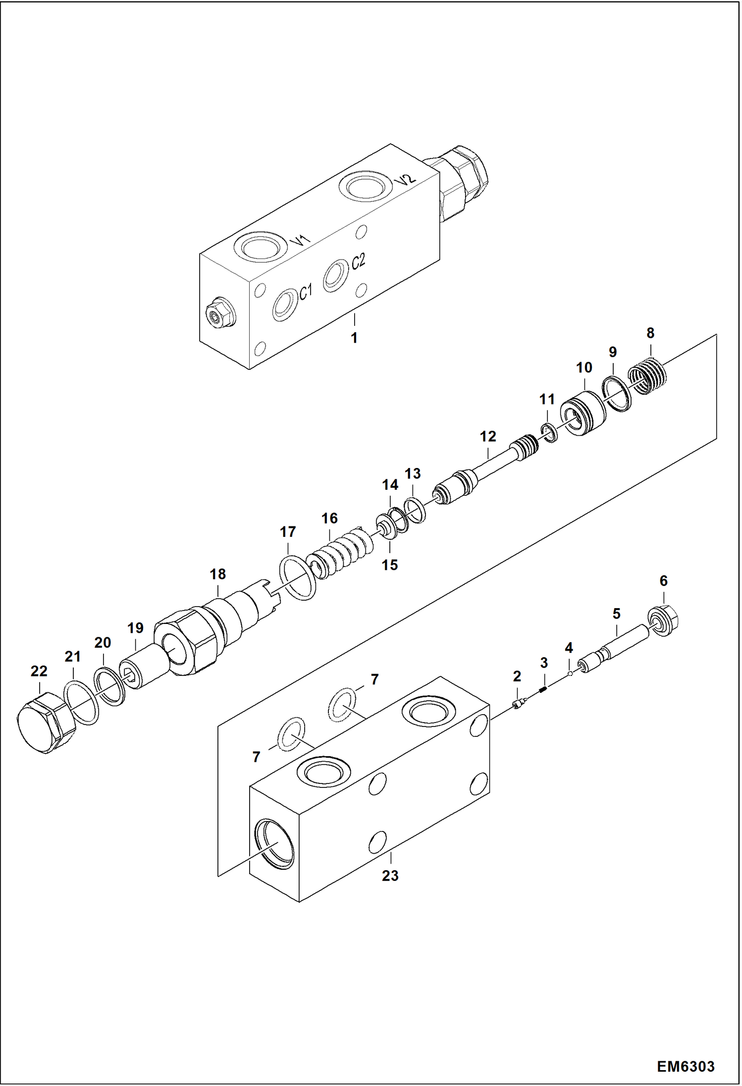 Схема запчастей Bobcat T2250 - SAFETY VALVE HYDRAULIC SYSTEM