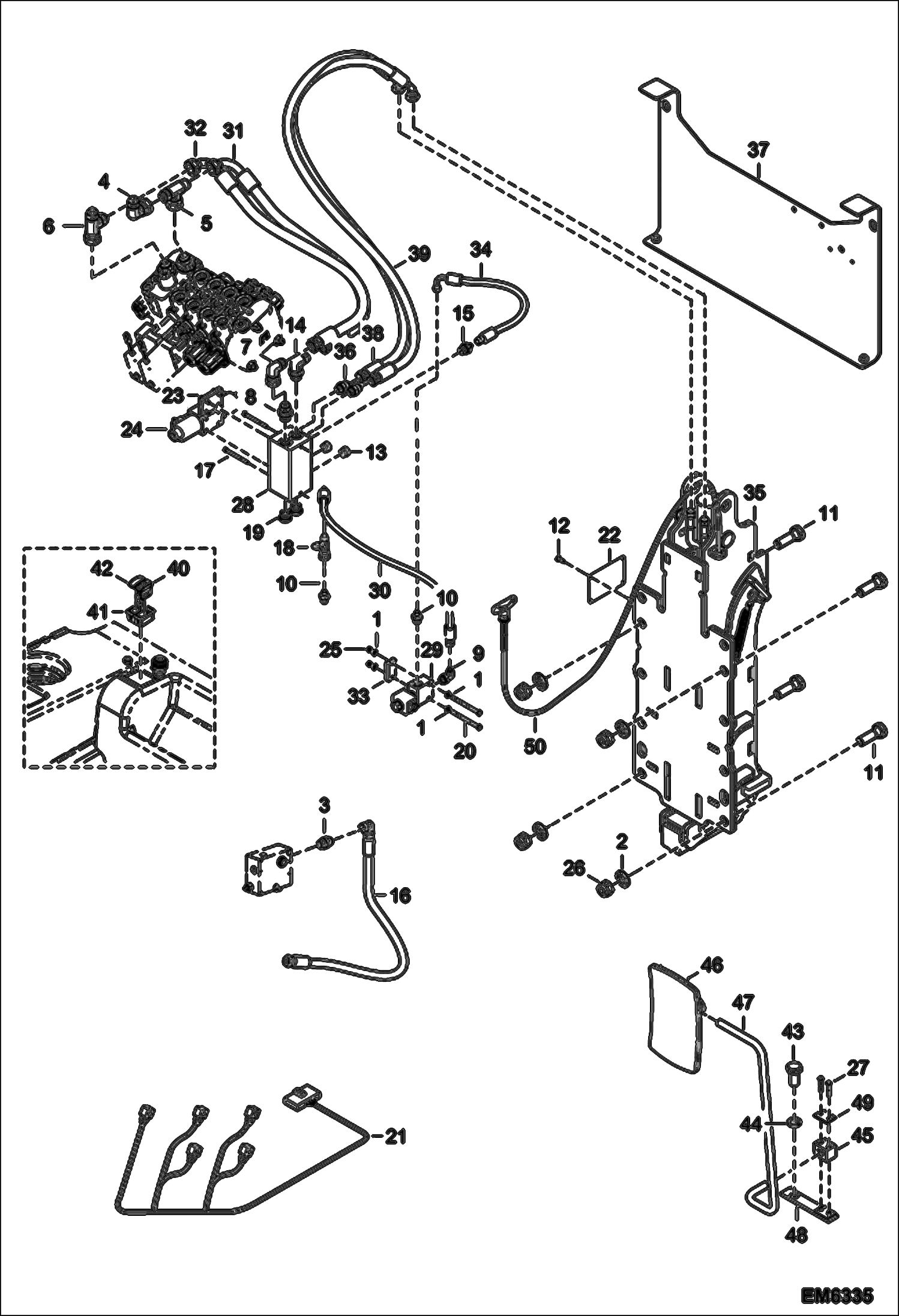 Схема запчастей Bobcat T35100L - REAR HYDRAULIC HOOK INSTALLATION (S/N A8HD11001 - 14999, A8GW11001 - 14999, A8GT11001 - 14999) ACCESSORIES & OPTIONS