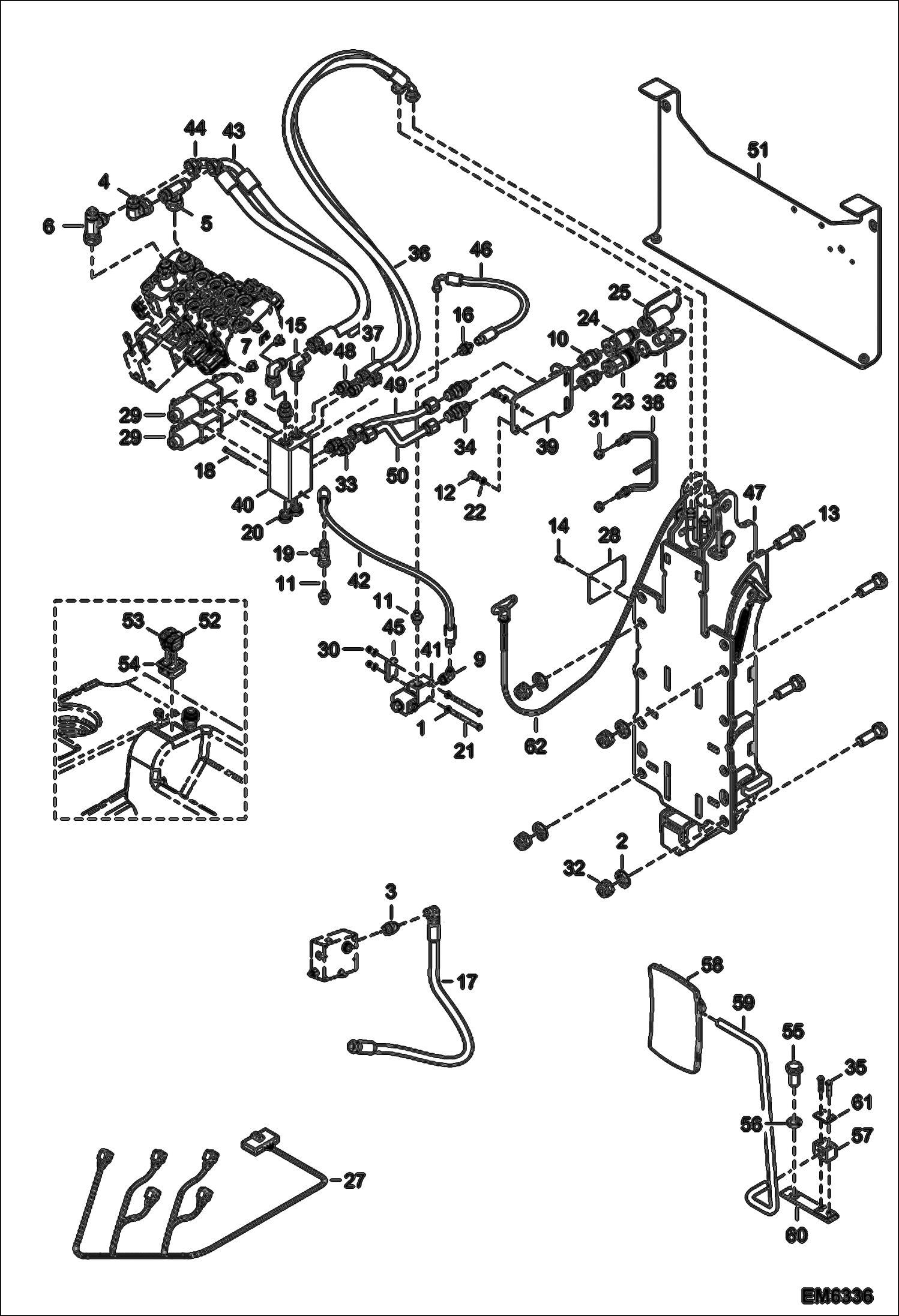 Схема запчастей Bobcat T35100L - REAR HYDRAULIC HOOK & AUXILIARY HYDRAULICS (S/N A8HD11001 - 14999, A8GW11001 - 14999, A8GT11001 - 14999) ACCESSORIES & OPTIONS