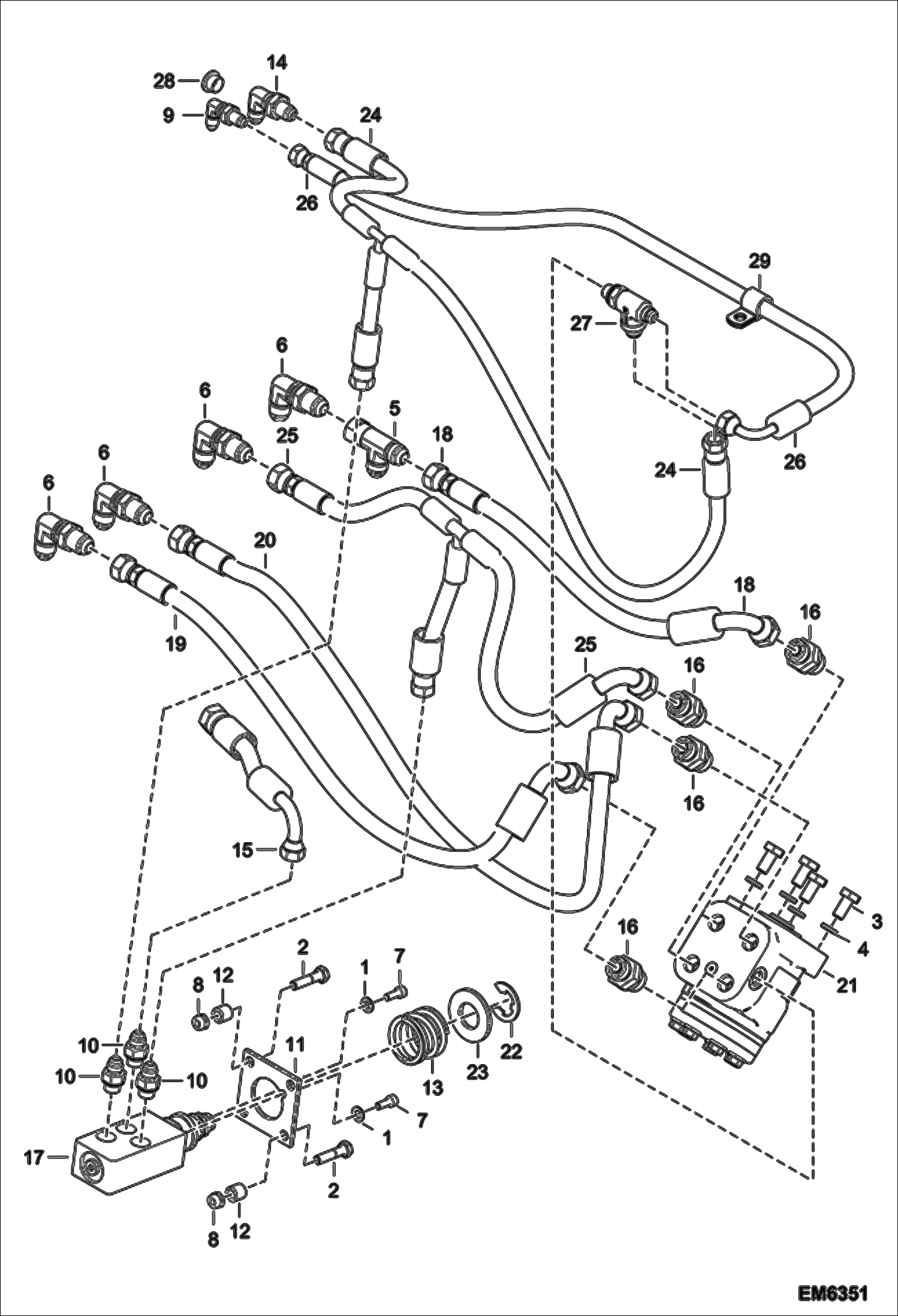 Схема запчастей Bobcat T40140 - CAB HYDRAULIC INSTALLATION (W/O Accumulator) HYDRAULIC SYSTEM