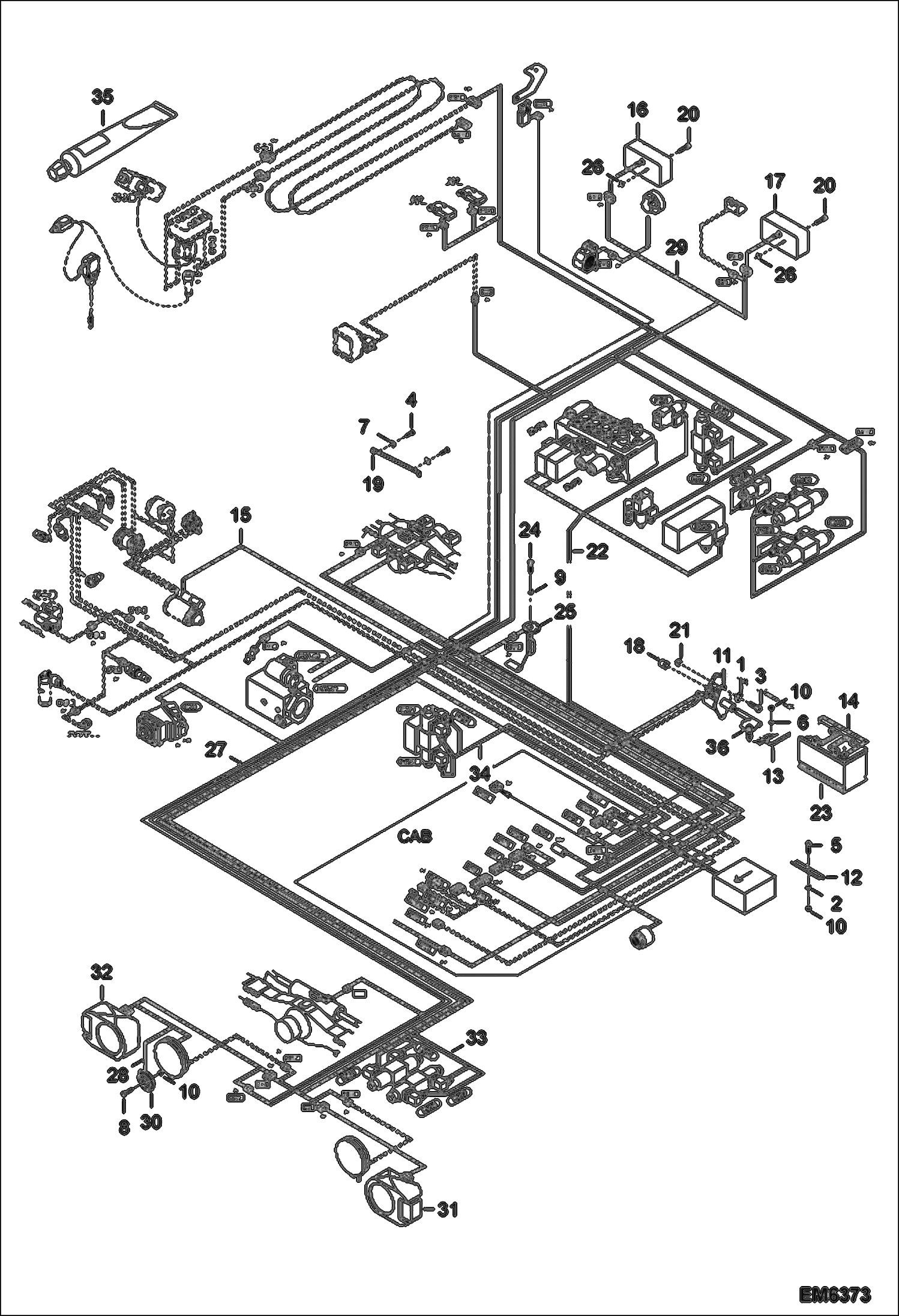 Схема запчастей Bobcat T35100L - ELECTRICAL CIRCUIT CHASSIS (S/N A8HD13000 & Above, A8GW13000 & Above, A8GT13000 & Above) ELECTRICAL SYSTEM