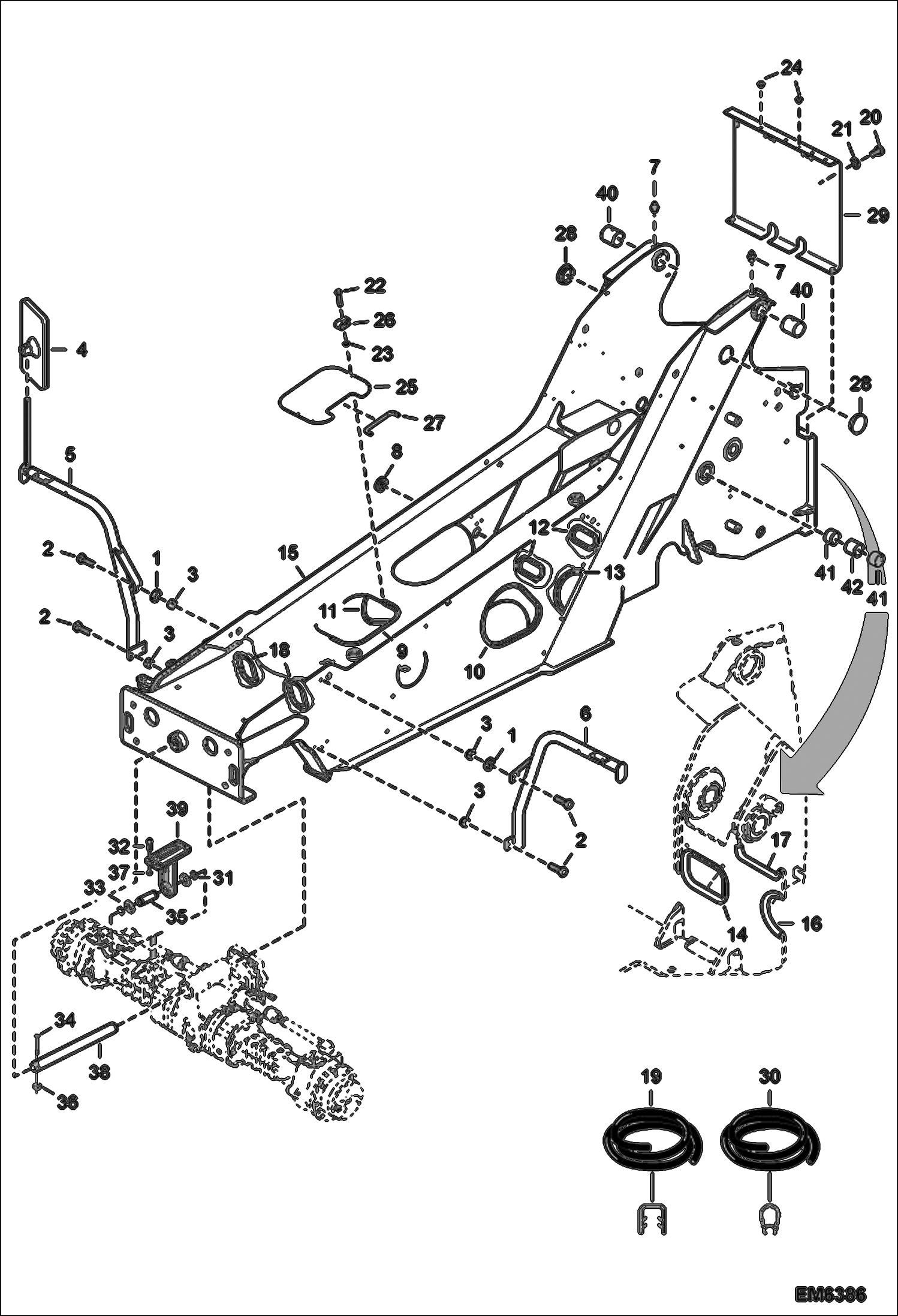 Схема запчастей Bobcat T35100L - FRAME (S/N A8HD13000 & Above, A8GW13000 & Above, A8GT13000 & Above) MAIN FRAME