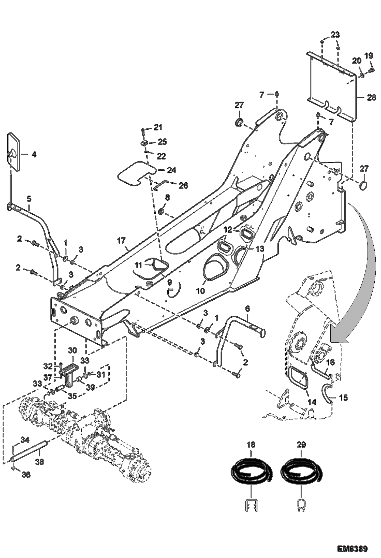 Схема запчастей Bobcat T3571L - FRAME (S/N A8HF13000 & Above, A8H613000 & Above) MAIN FRAME