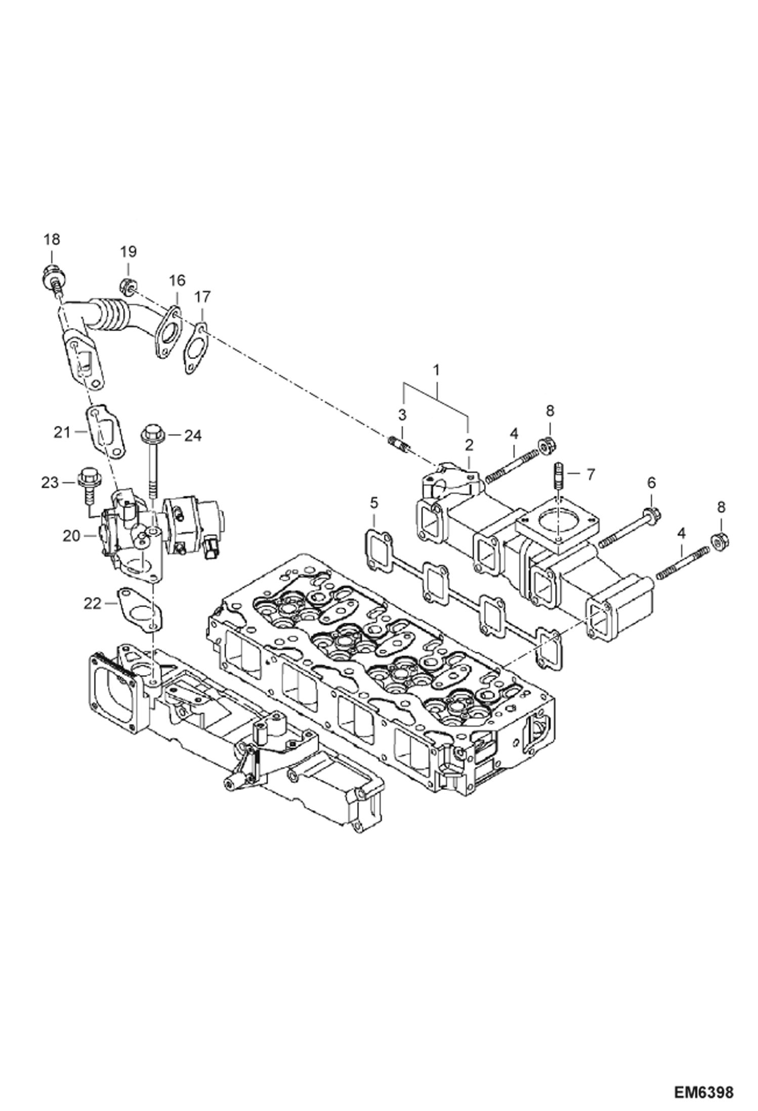 Схема запчастей Bobcat E80 - MANIFOLD (Exhaust) POWER UNIT