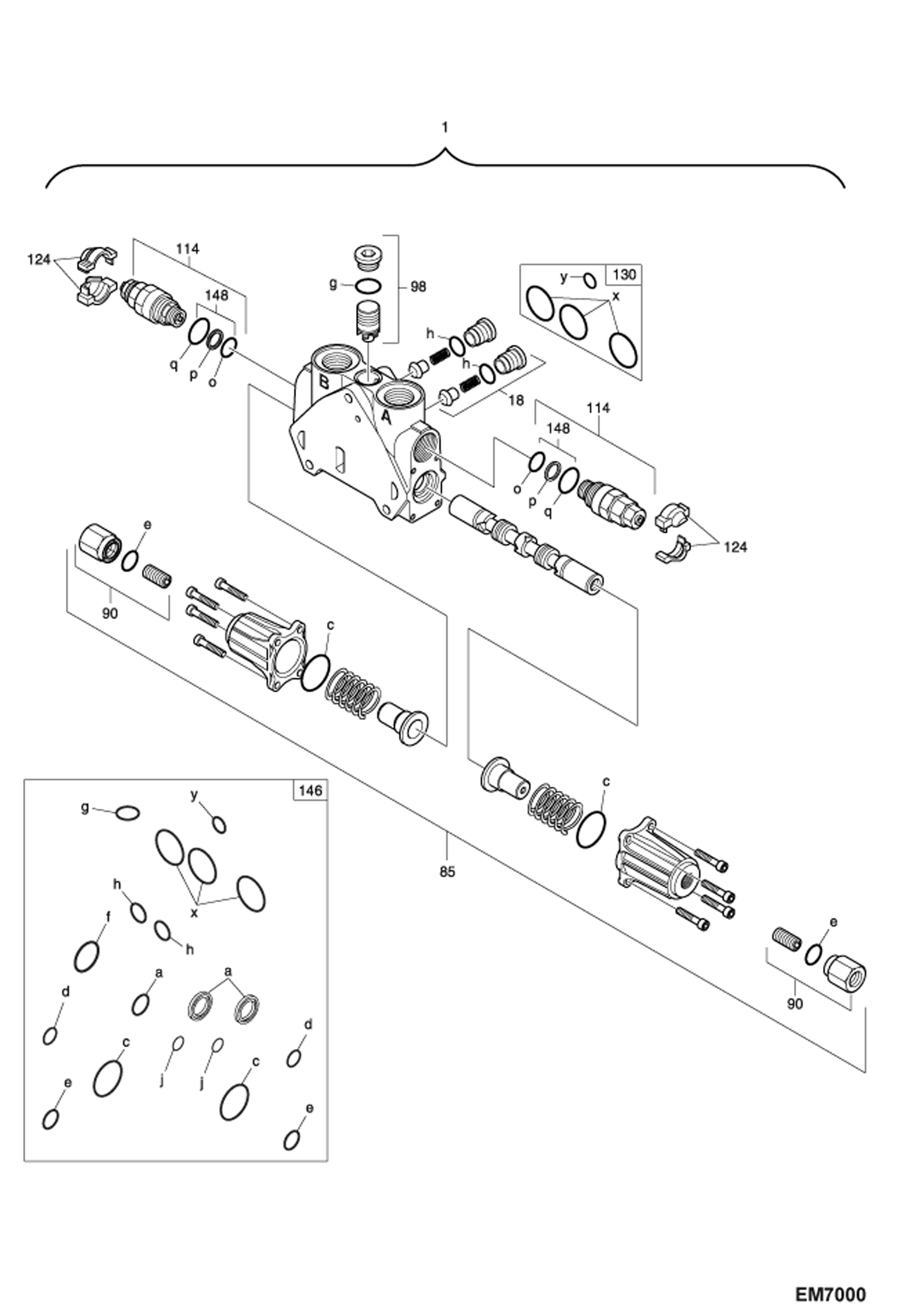 Схема запчастей Bobcat E80 - ARTICULATED BOOM (Valve Section) (EMEA) ACCESSORIES & OPTIONS