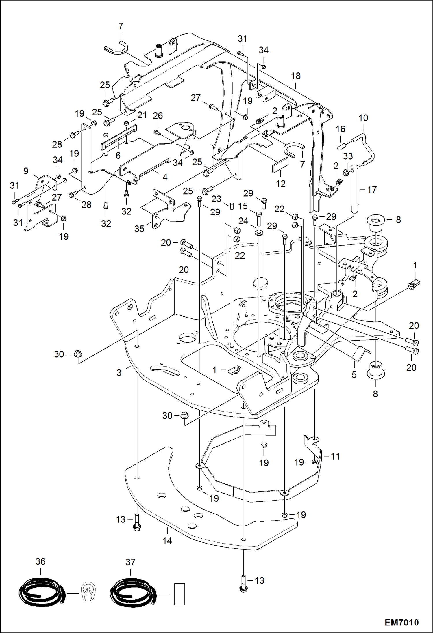 Схема запчастей Bobcat 418 - MAIN FRAME (Frame & Brackets) MAIN FRAME