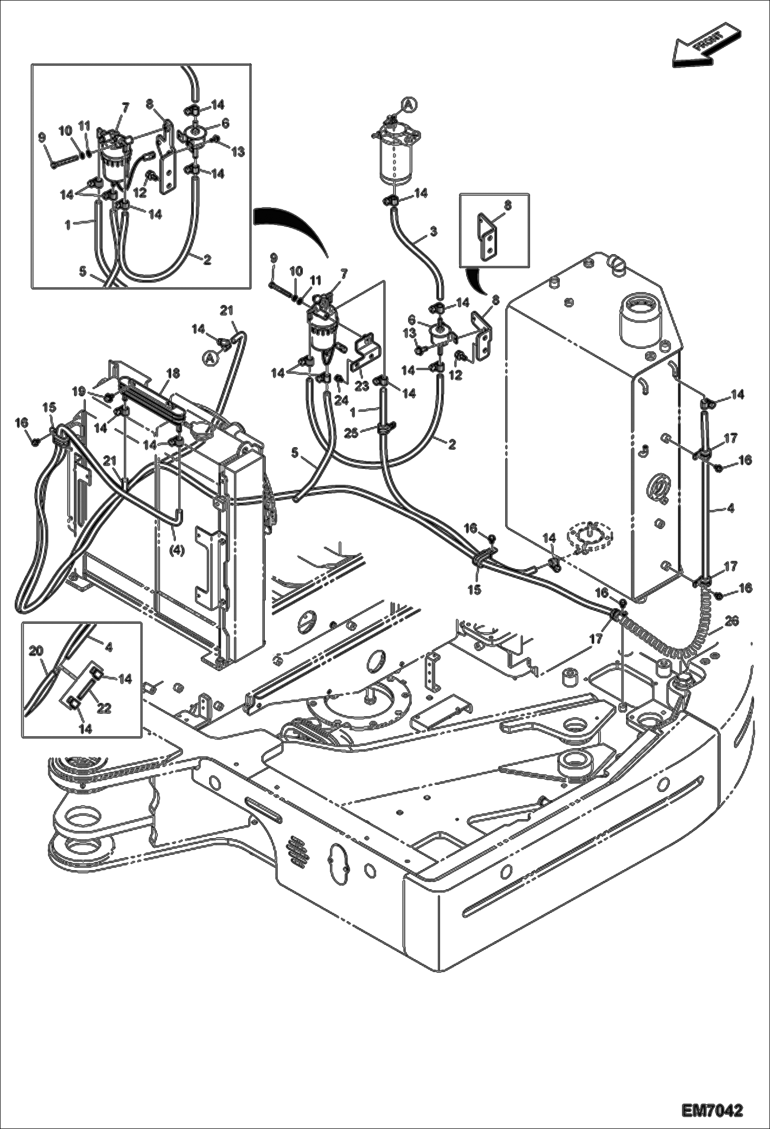 Схема запчастей Bobcat E80 - FUEL SYSTEM (Hoses) POWER UNIT