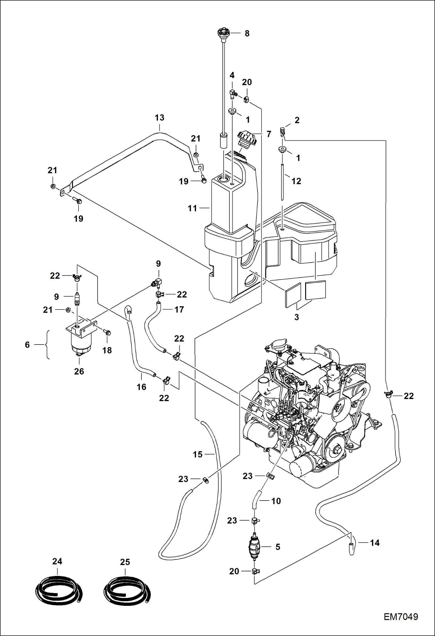 Схема запчастей Bobcat 418 - ENGINE & ATTACHING PARTS (Fuel System) POWER UNIT