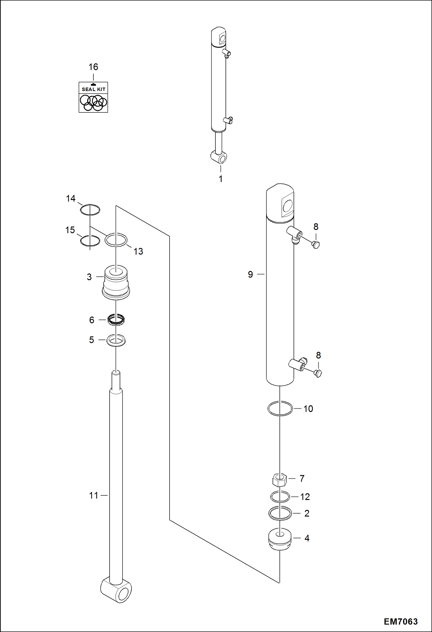 Схема запчастей Bobcat E08 - TRACK FRAME EXPANSION CYLINDER HYDRAULIC SYSTEM