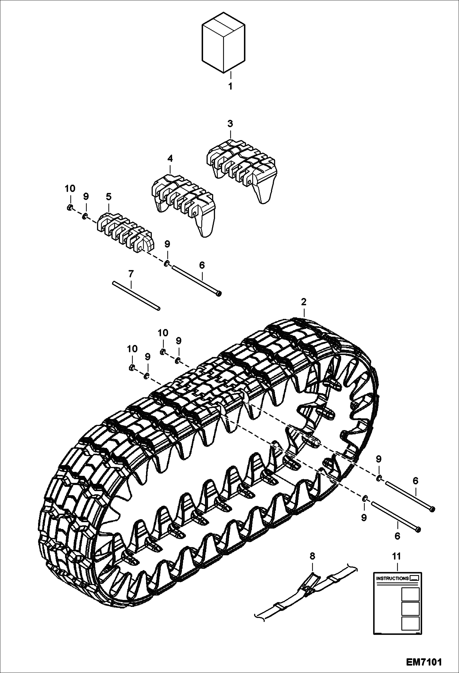 Схема запчастей Bobcat TRACKS - RUBBER TRACK KIT (Over Tire Track for 10 Tire) (EMEA Only) Loader