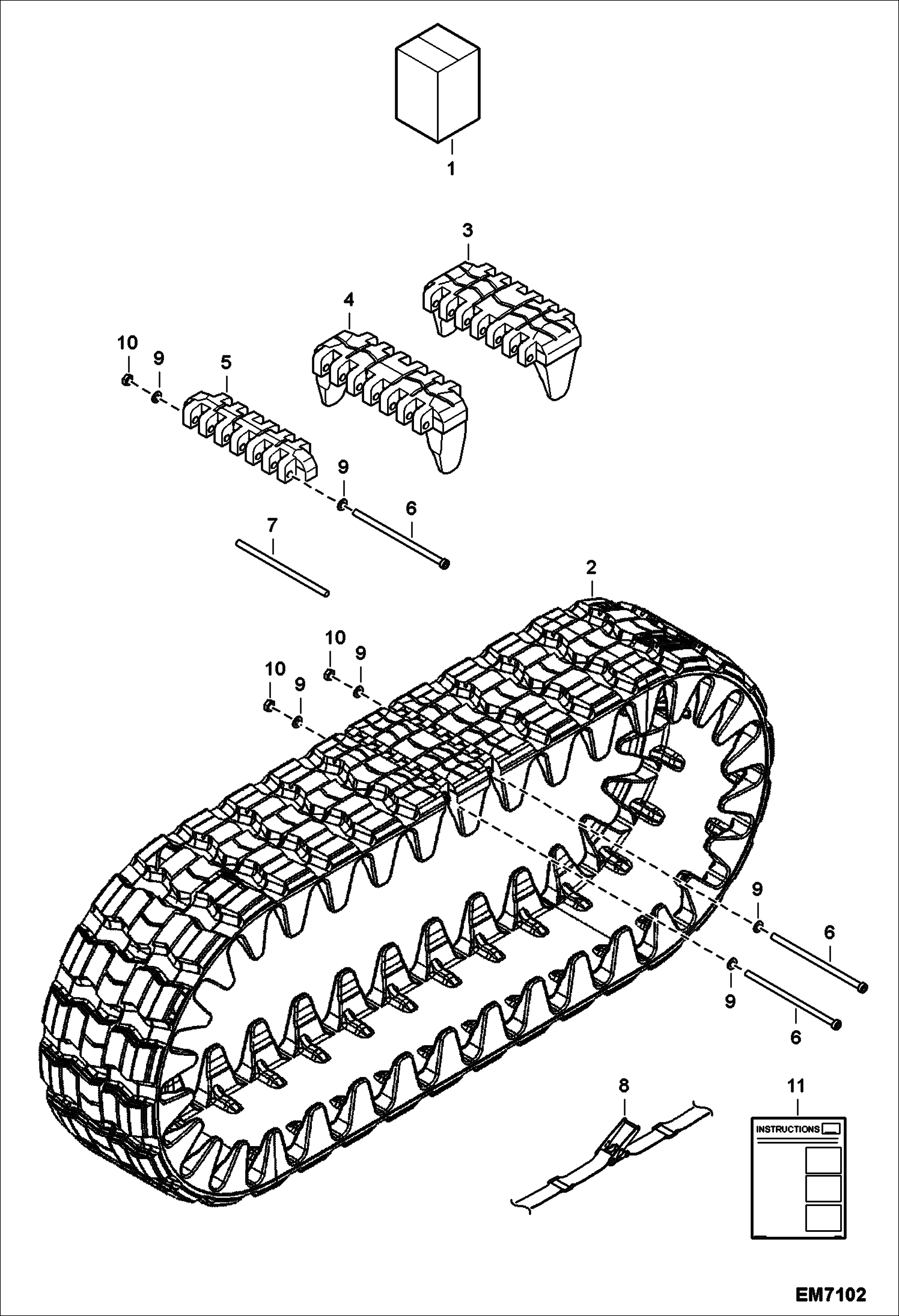 Схема запчастей Bobcat TRACKS - RUBBER TRACK KIT (Over Tire Track for 12 Tire) (EMEA Only) Loader