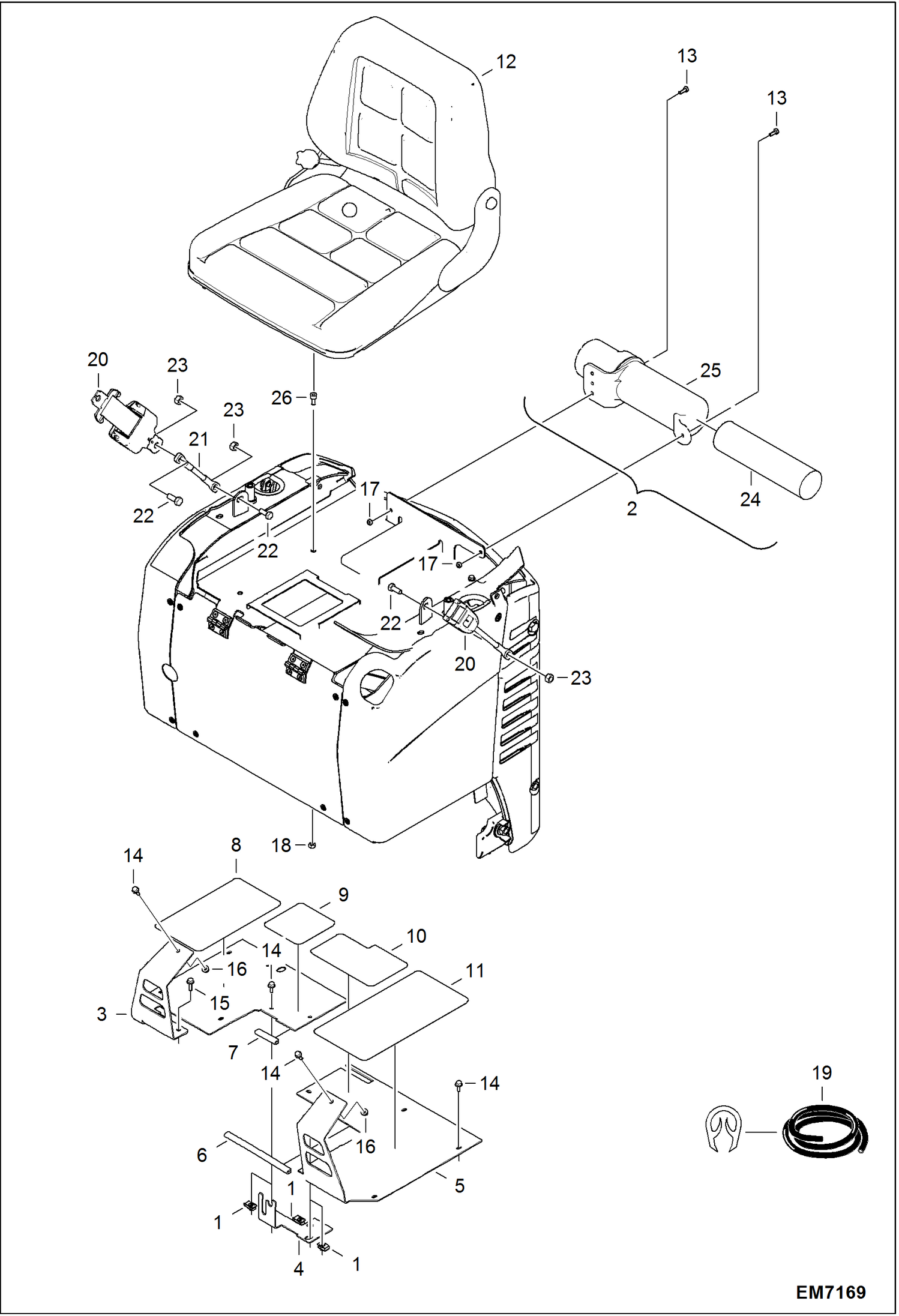 Схема запчастей Bobcat 418 - OPERATOR CAB (Seat) MAIN FRAME