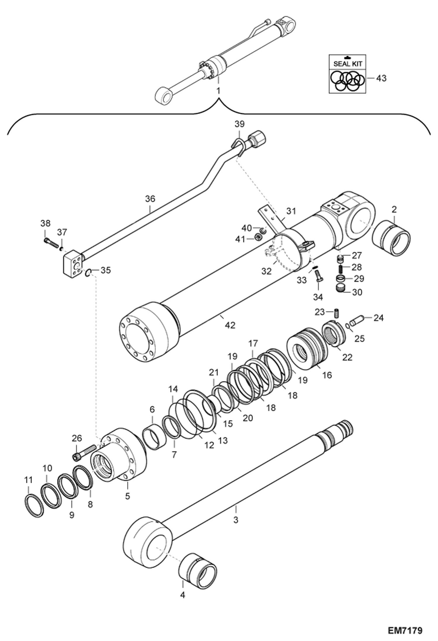 Схема запчастей Bobcat E80 - ARTICULATED BOOM (Arm Cylinder) (W/O Lock Valve) (EMEA) ACCESSORIES & OPTIONS