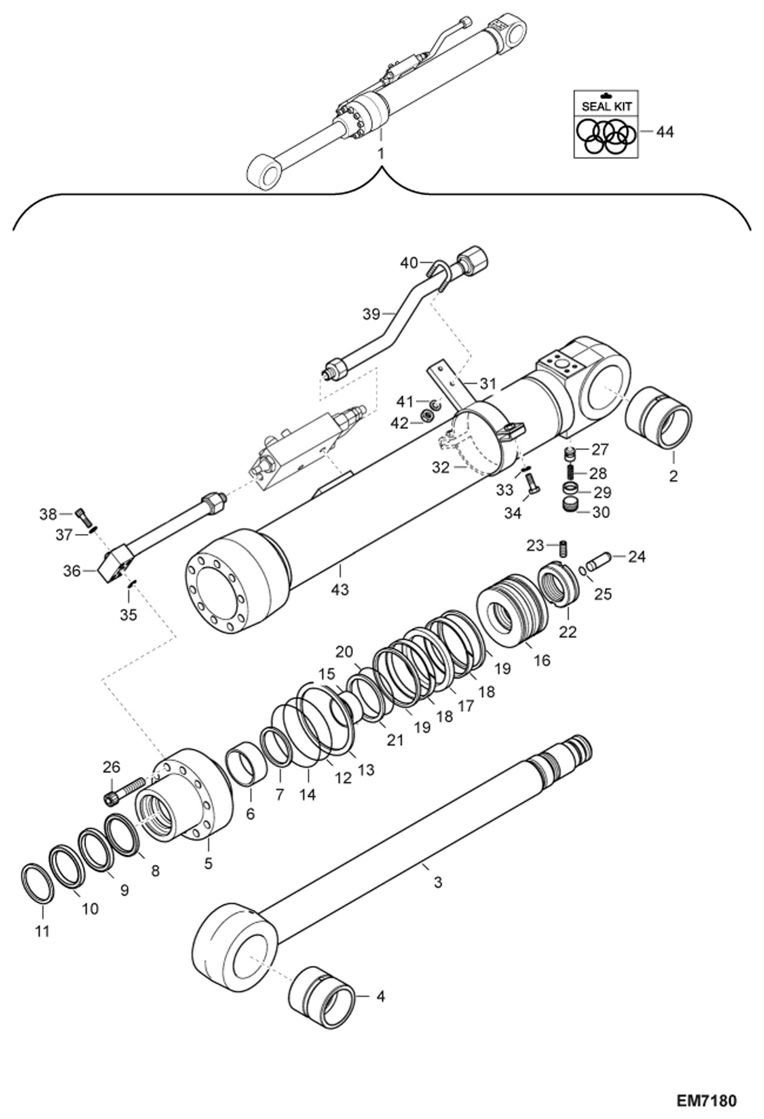 Схема запчастей Bobcat E80 - ARTICULATED BOOM (Arm Cylinder) (W/Lock Valve) (EMEA) ACCESSORIES & OPTIONS