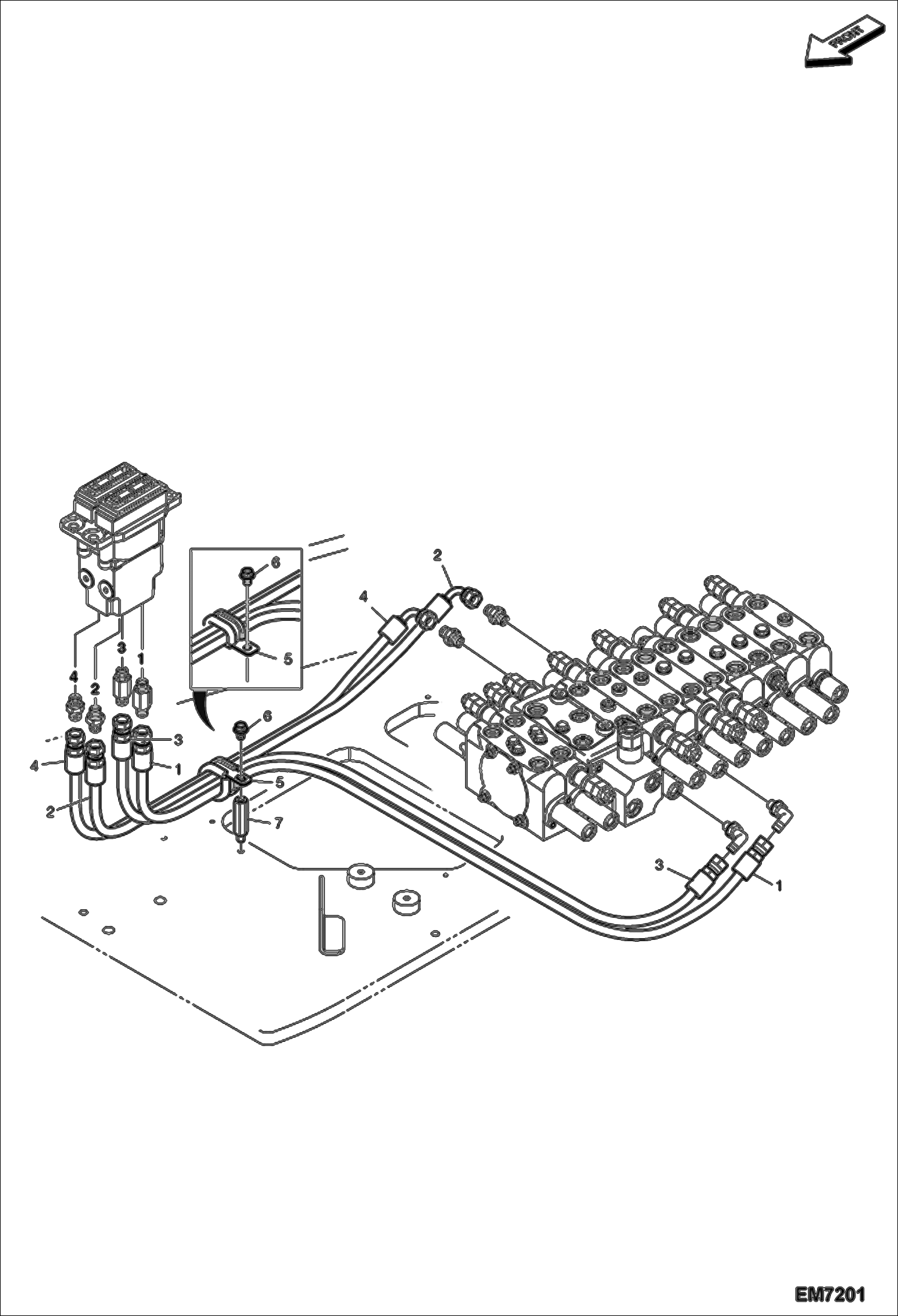 Схема запчастей Bobcat E60 - HYDRAULIC PILOT CIRCUITRY (Travel W/O Motion Alarm) (Standard) HYDRAULIC SYSTEM