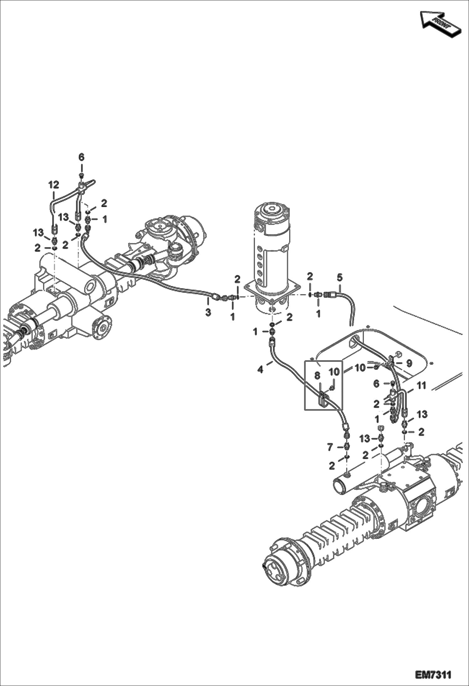 Схема запчастей Bobcat E55W - HYDRAULIC CIRCUITRY (Brake Piping Part 4) HYDRAULIC SYSTEM