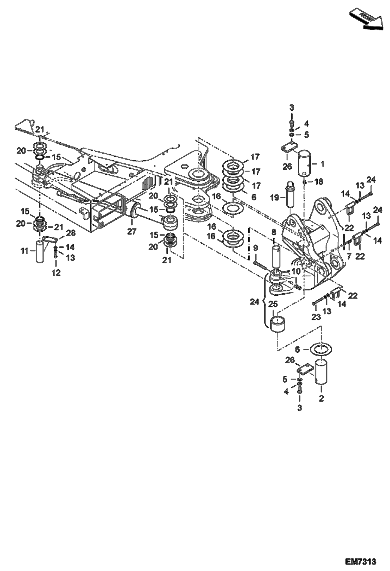 Схема запчастей Bobcat E55W - SWING FRAME WORK EQUIPMENT