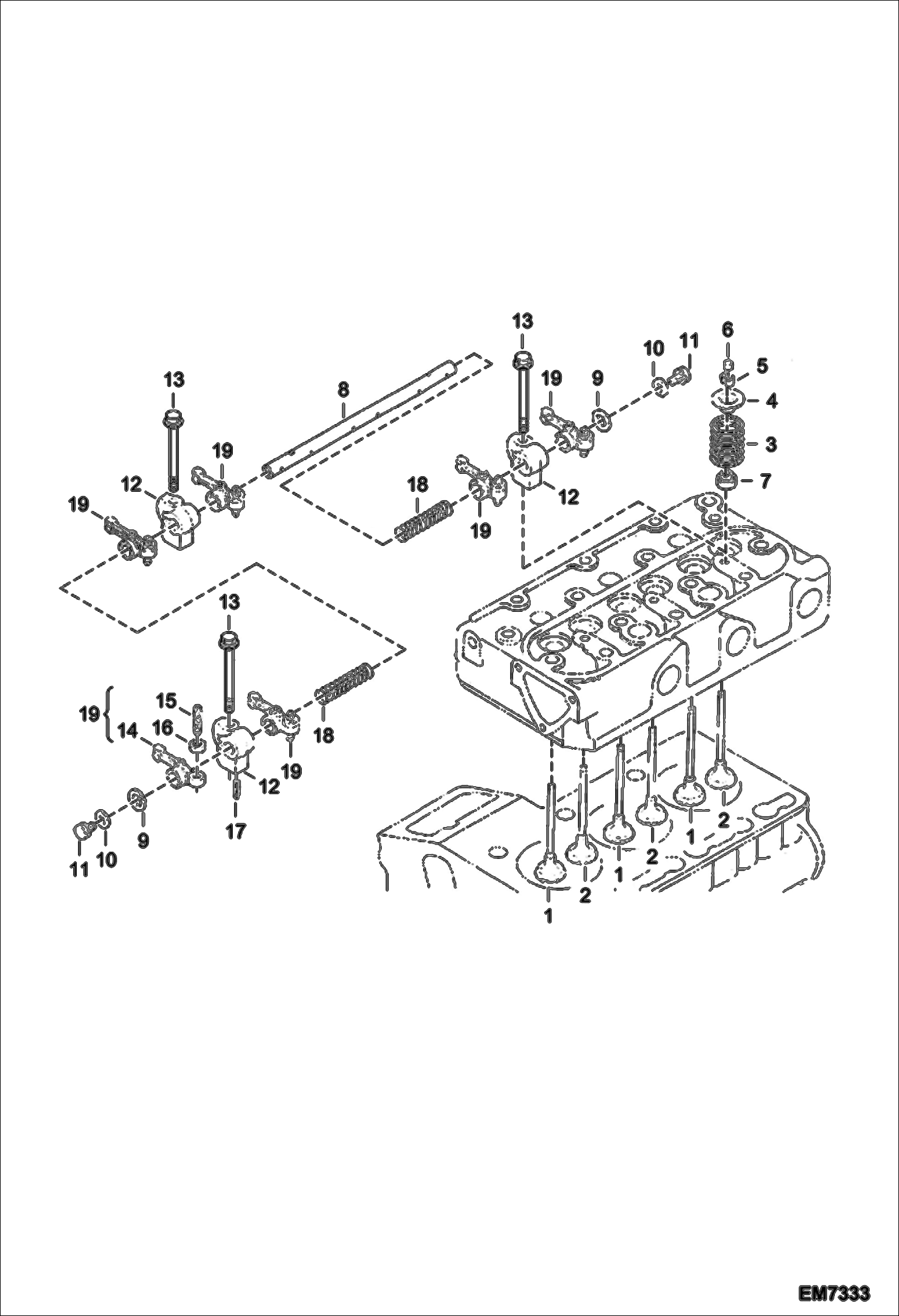 Схема запчастей Bobcat 418 - VALVE AND ROCKER ARM POWER UNIT