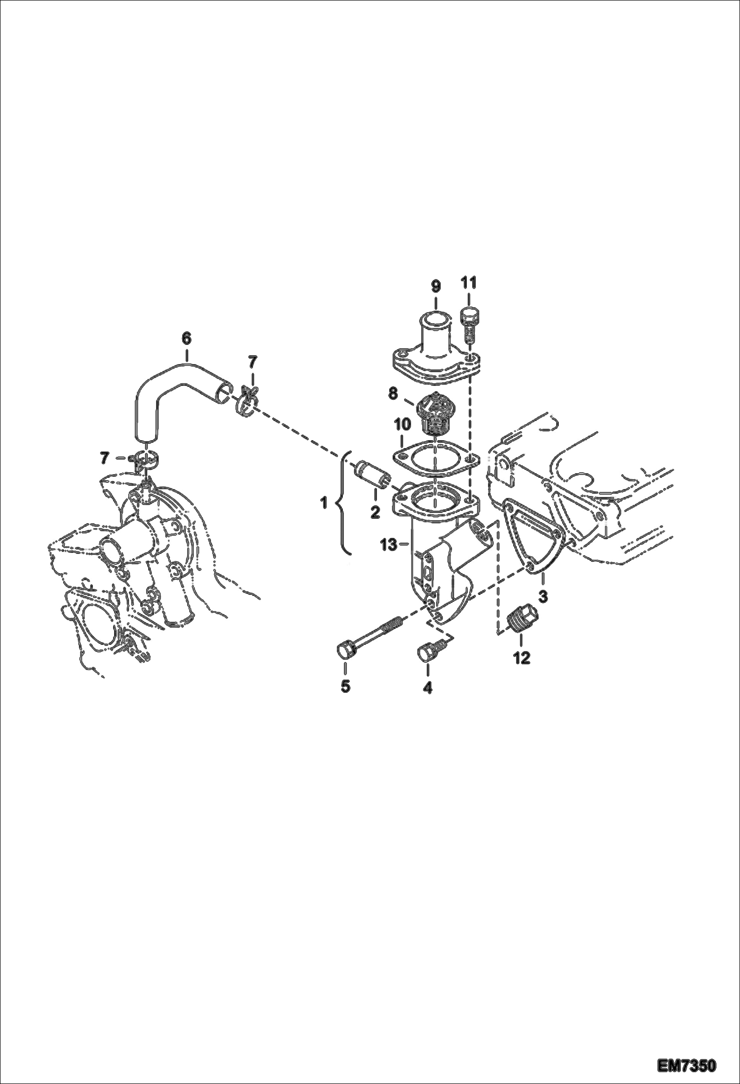 Схема запчастей Bobcat E10 - WATER FLANGE AND THERMOSTAT POWER UNIT