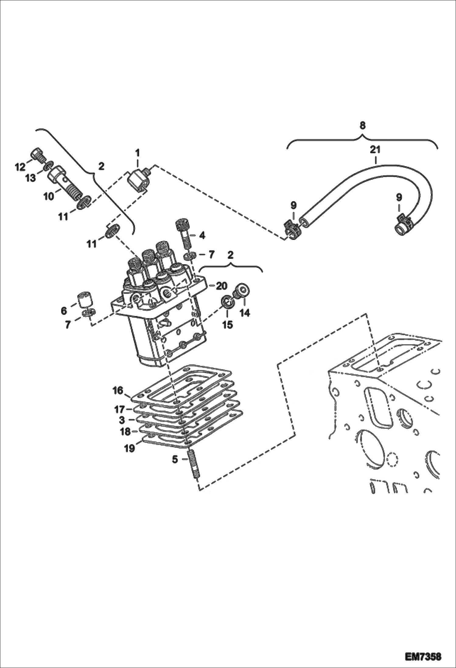 Схема запчастей Bobcat 418 - INJECTION PUMP POWER UNIT