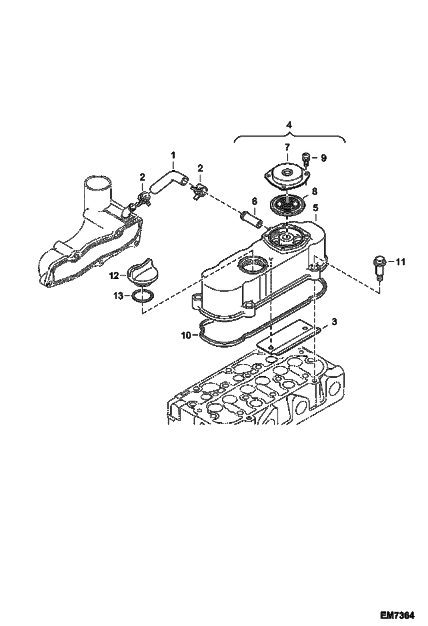 Схема запчастей Bobcat 418 - HEAD COVER POWER UNIT