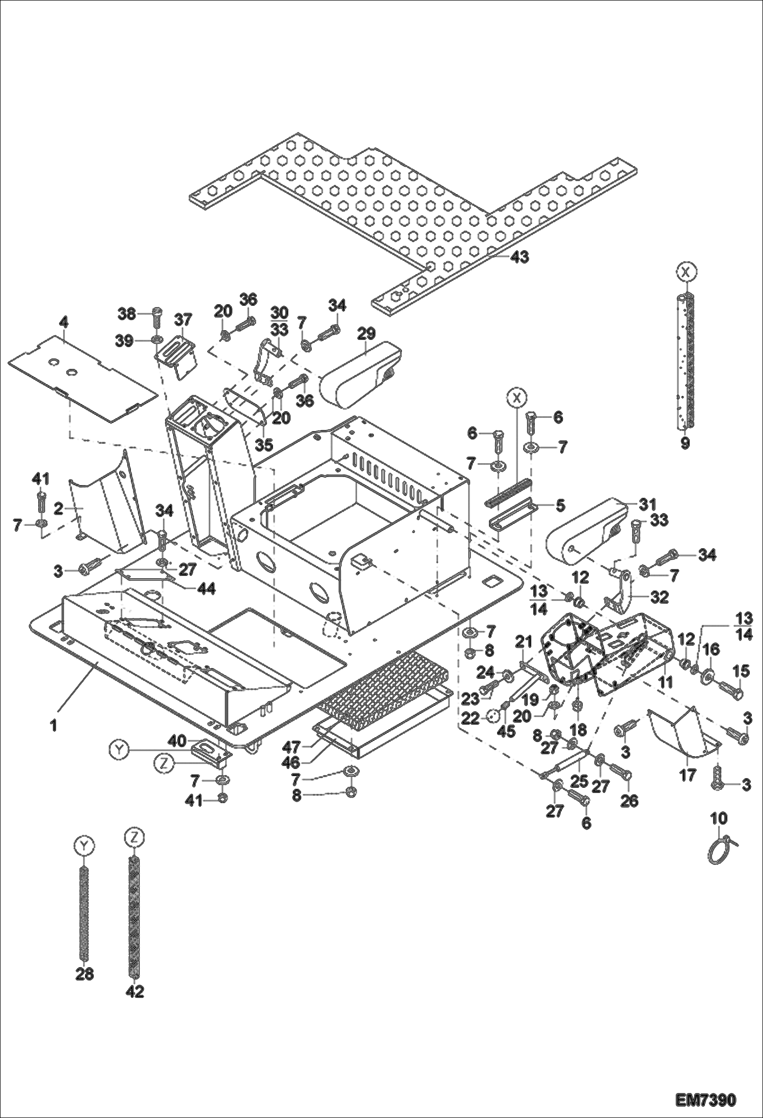 Схема запчастей Bobcat 444 - FLOOR FRAME (S/N ADBT11077 - Above) CONTROLS