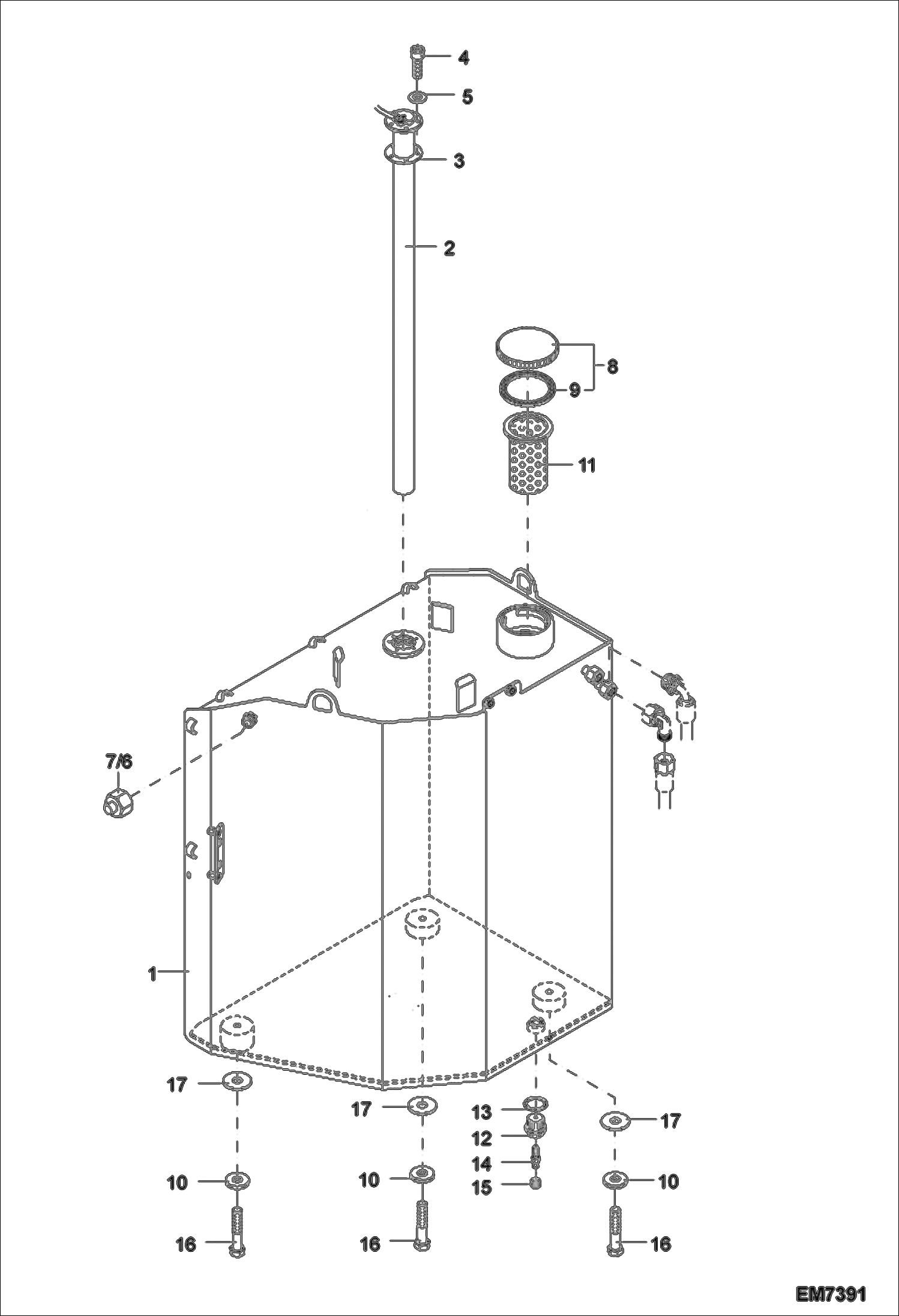 Схема запчастей Bobcat 444 - FUEL TANK (S/N ADBT11033 & Above) MAIN FRAME