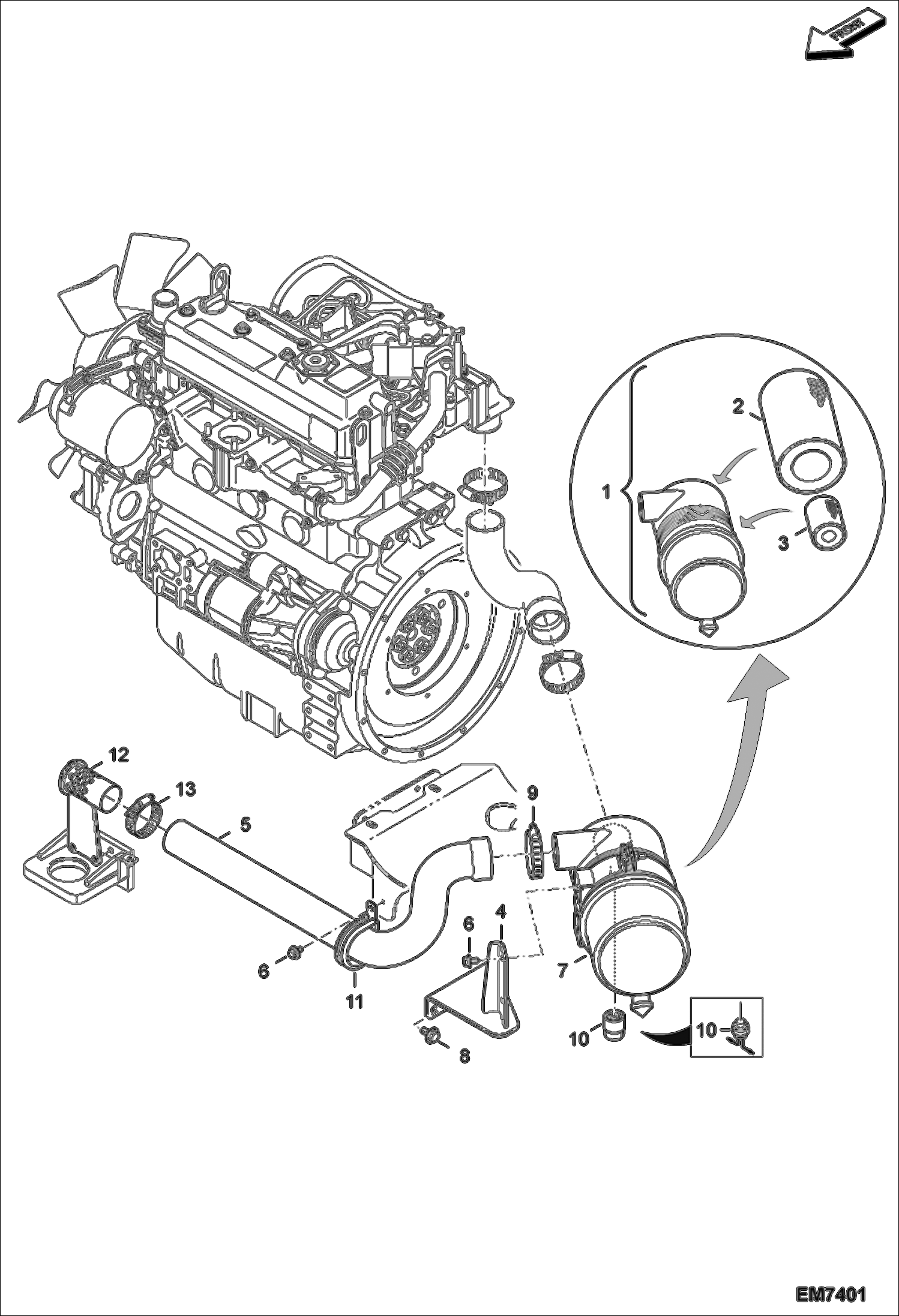 Схема запчастей Bobcat E55W - ENGINE & ATTACHING PARTS (Engine) POWER UNIT