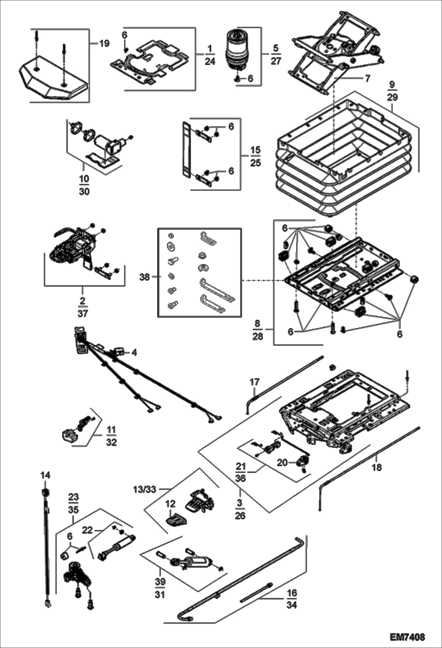 Схема запчастей Bobcat 444 - SEAT SUSPENSION MSG 95-08 (New version) CONTROLS